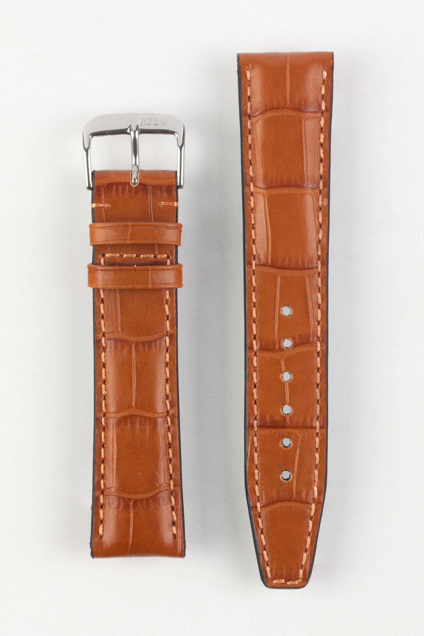 RIOS1931 DALLAS Alligator-Embossed Leather Watch Strap in COGNAC ...