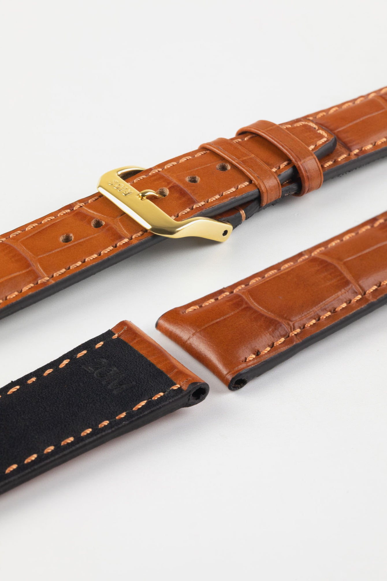 RIOS1931 DALLAS Alligator-Embossed Leather Watch Strap in COGNAC