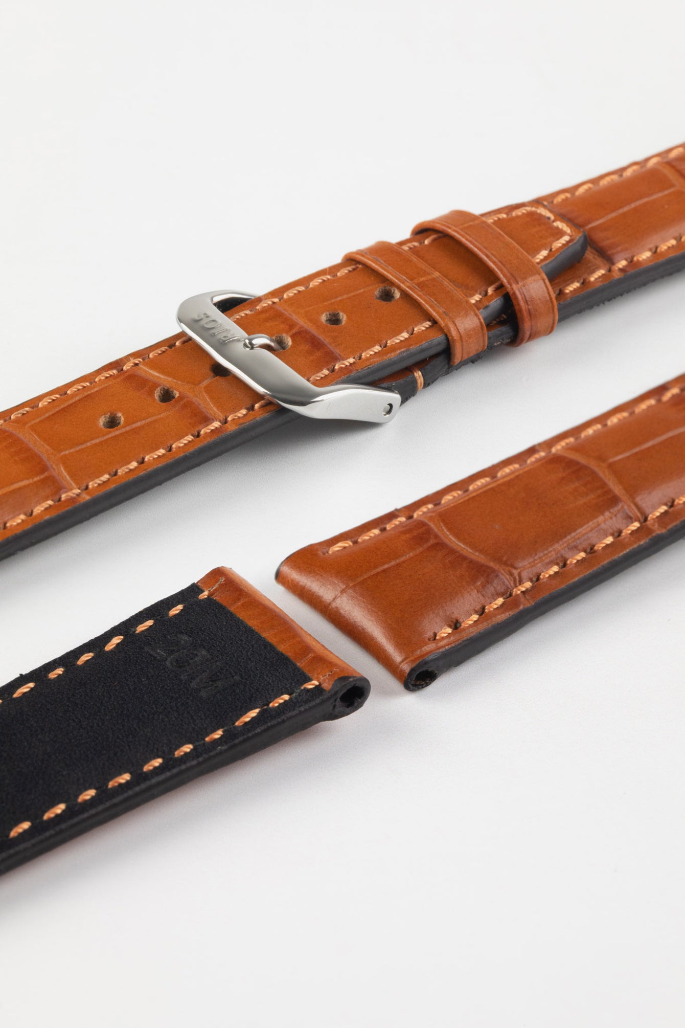 RIOS1931 DALLAS Alligator-Embossed Leather Watch Strap in COGNAC