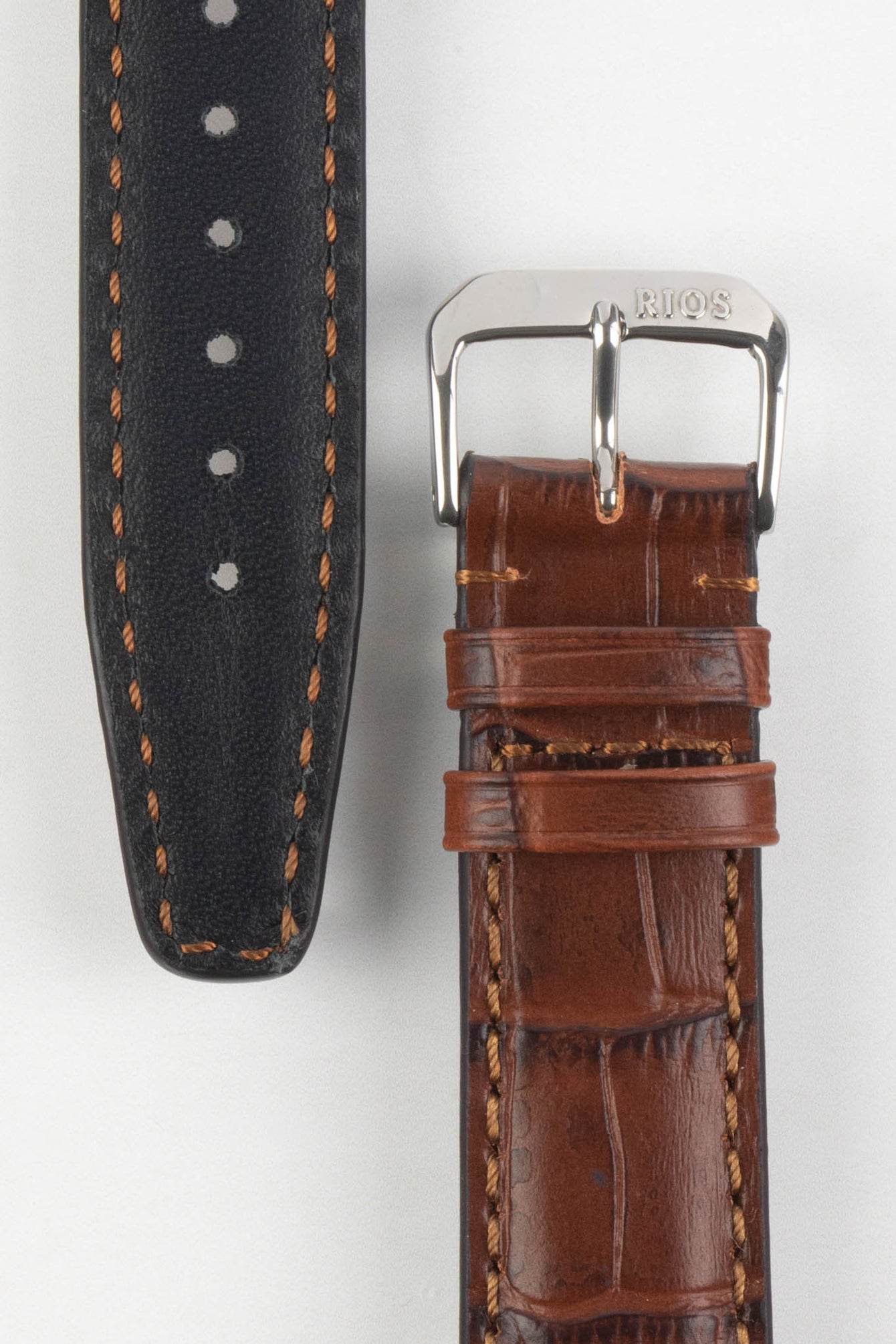 RIOS1931 DALLAS Alligator-Embossed Leather Watch Strap in MAHOGANY