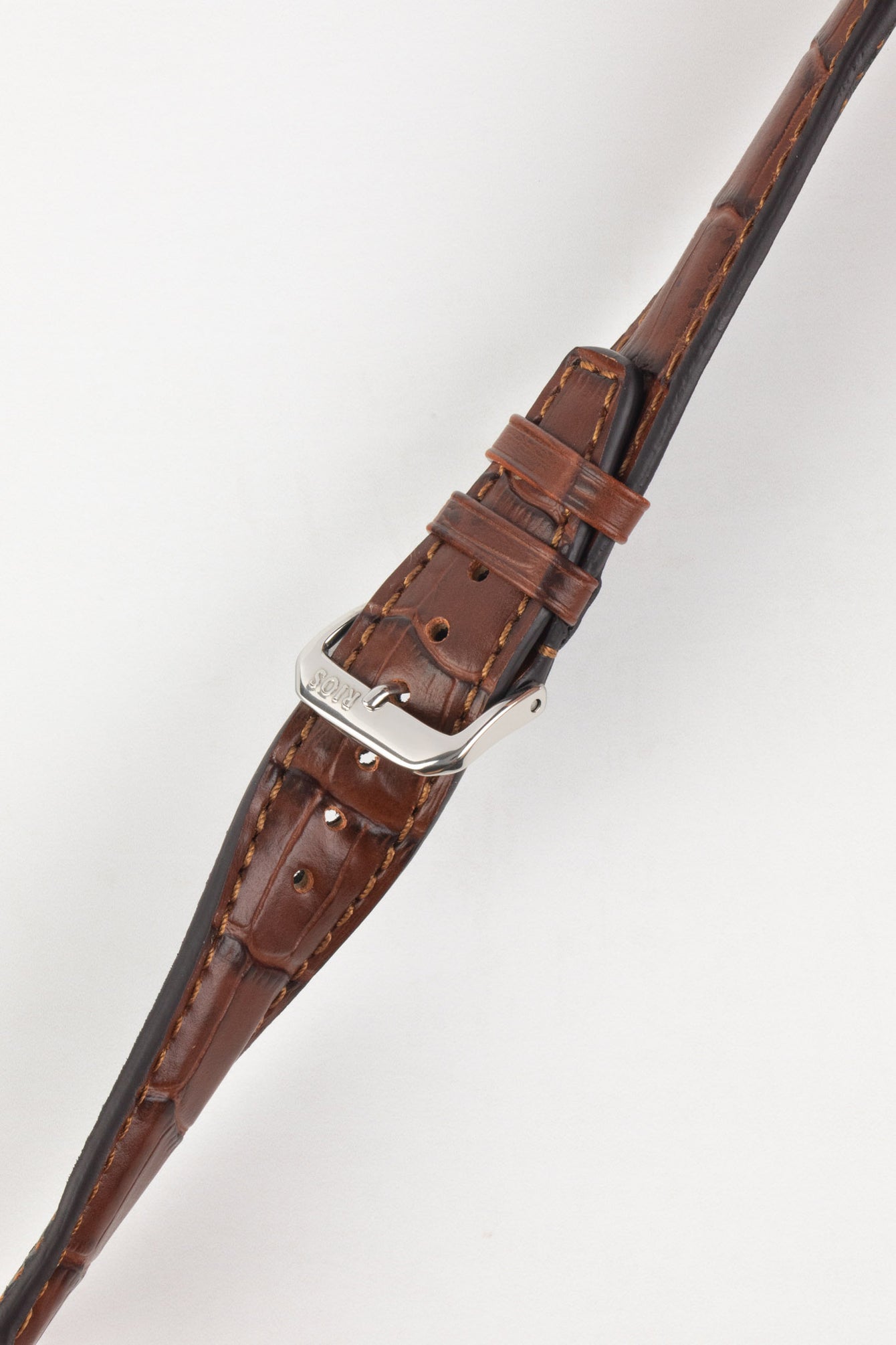 RIOS1931 DALLAS Alligator-Embossed Leather Watch Strap in MAHOGANY