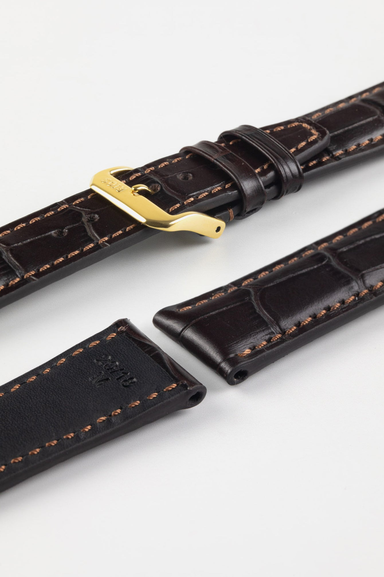 RIOS1931 DALLAS Alligator-Embossed Leather Watch Strap in MOCHA