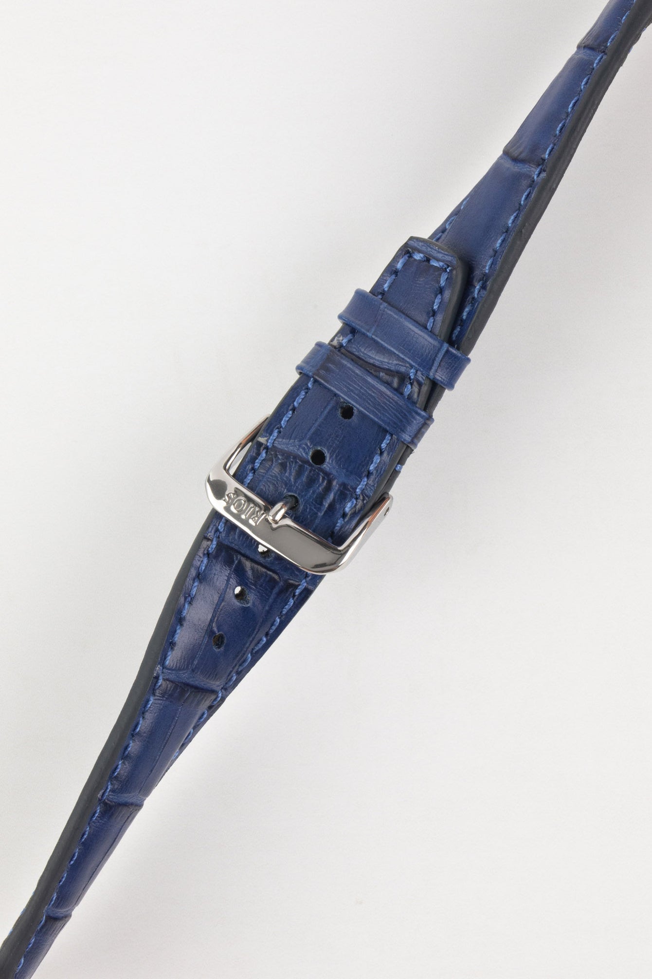 RIOS1931 DALLAS Alligator-Embossed Leather Watch Strap in NAVY BLUE