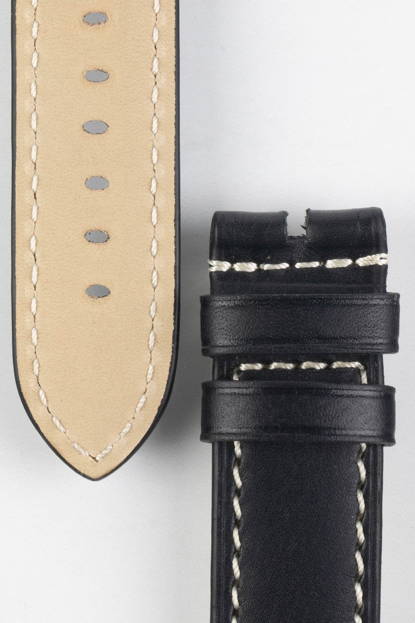 RIOS1931 FIRENZE Genuine Russia Leather Watch Strap in BLACK