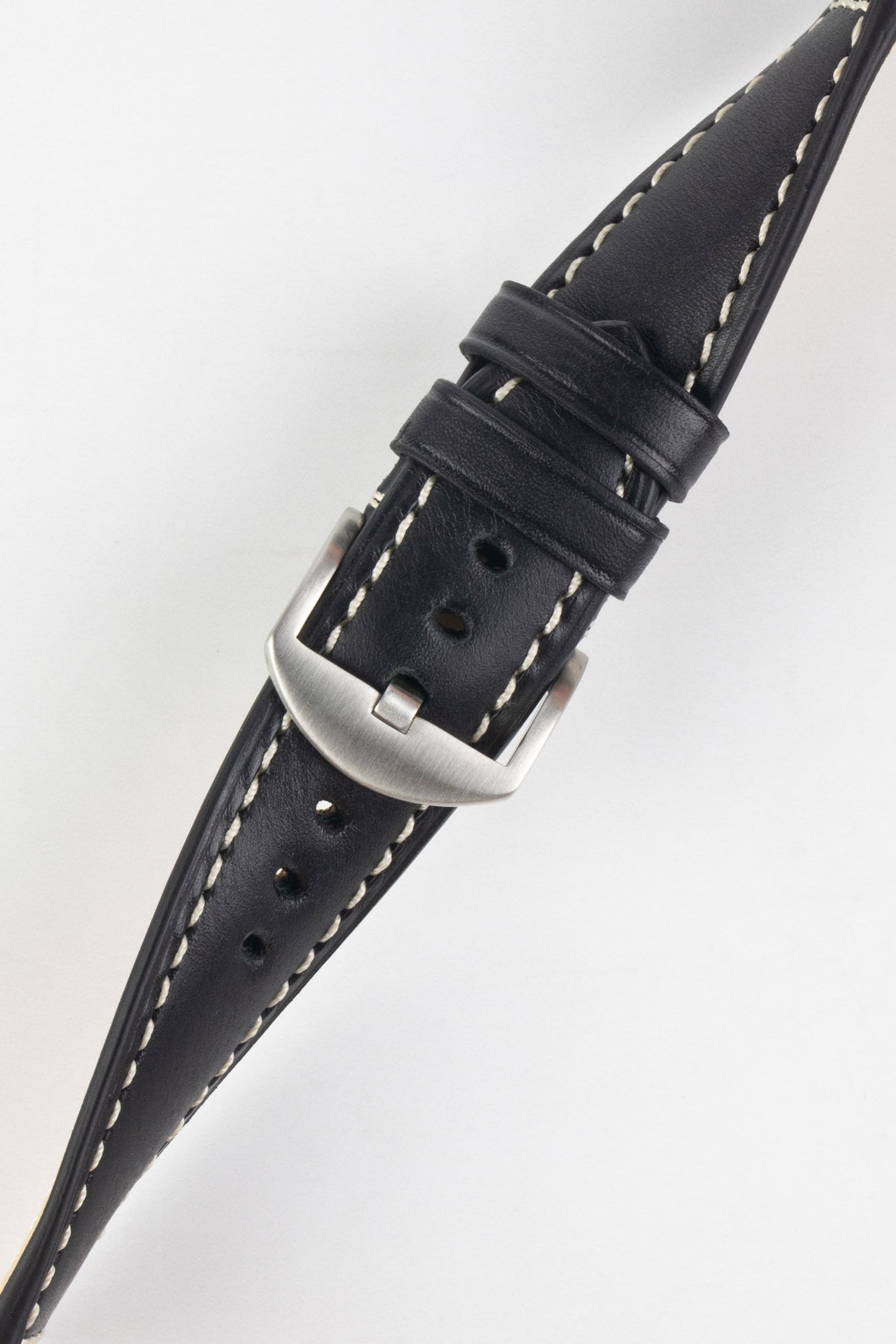 RIOS1931 FIRENZE Genuine Russia Leather Watch Strap in BLACK