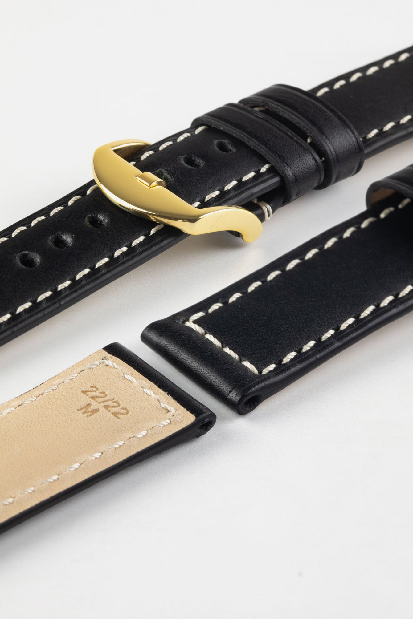 RIOS1931 FIRENZE Genuine Russia Leather Watch Strap in BLACK