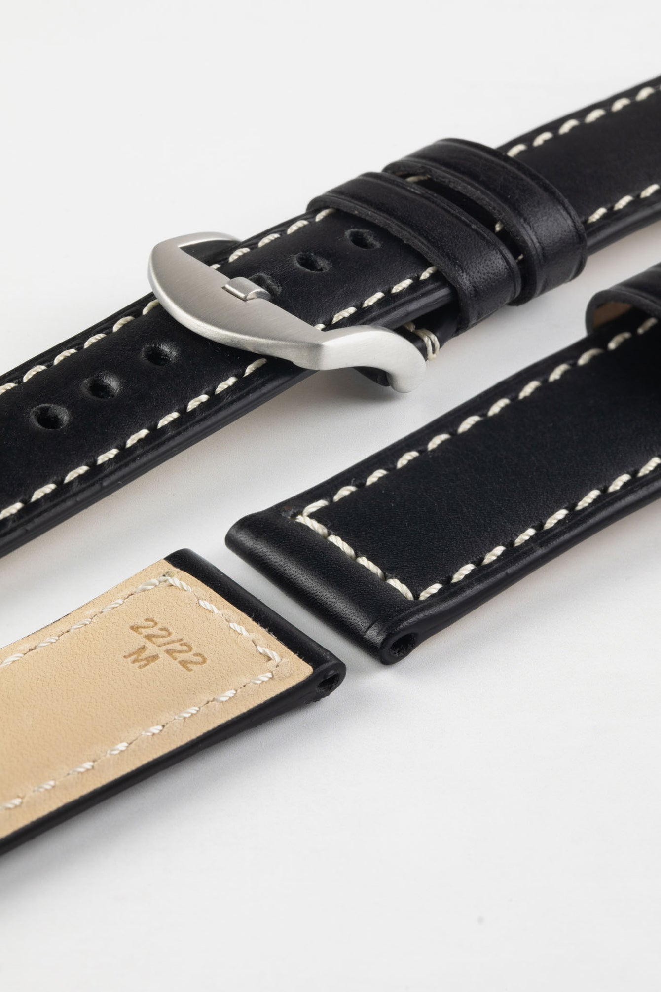 RIOS1931 FIRENZE Genuine Russia Leather Watch Strap in BLACK