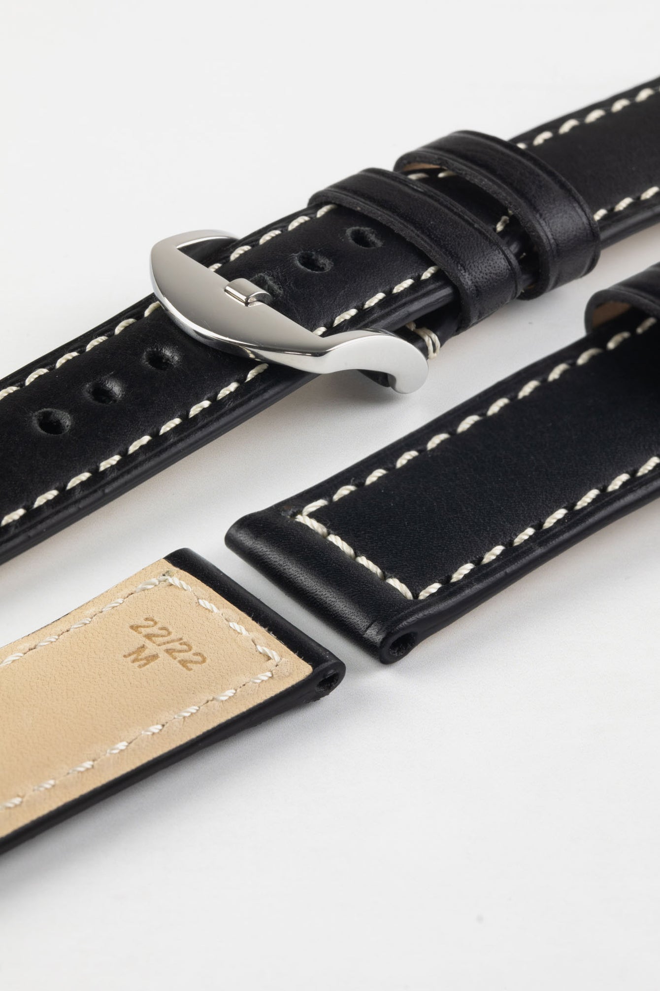 RIOS1931 FIRENZE Genuine Russia Leather Watch Strap in BLACK