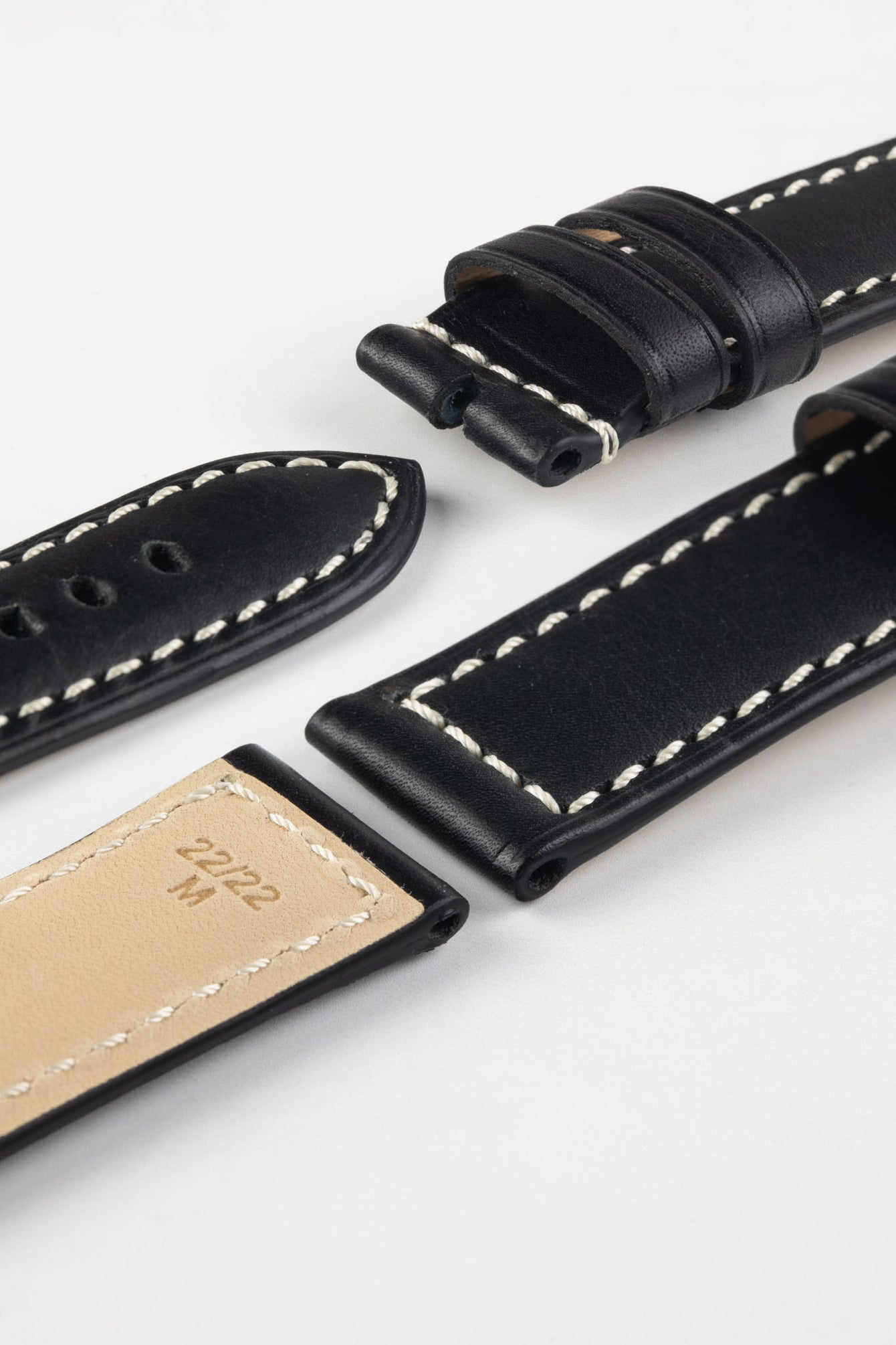 RIOS1931 FIRENZE Genuine Russia Leather Watch Strap in BLACK