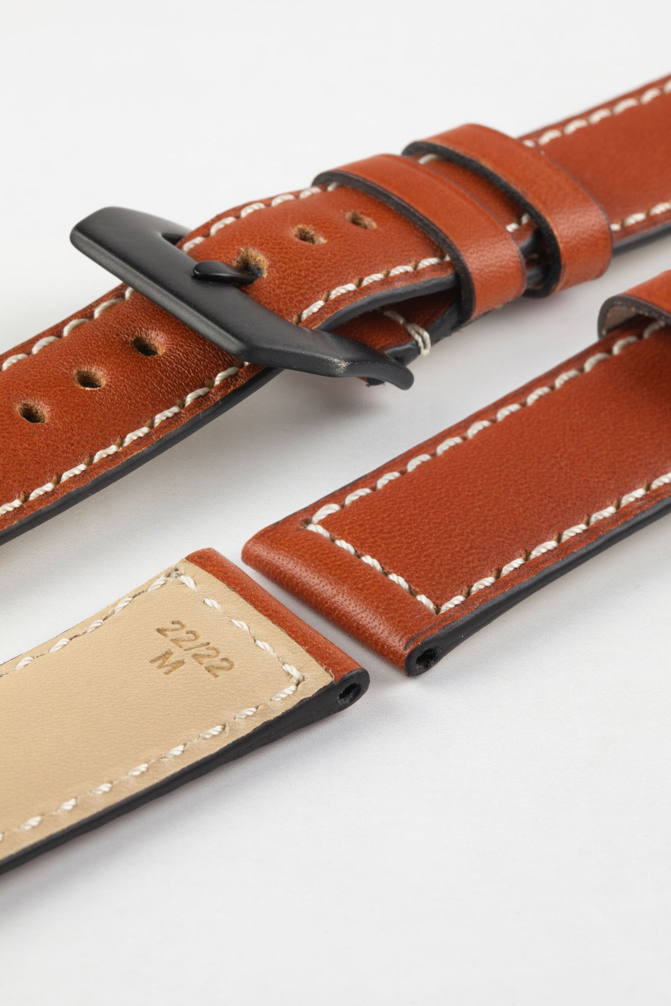 RIOS1931 FIRENZE Genuine Russia Leather Watch Strap in COGNAC