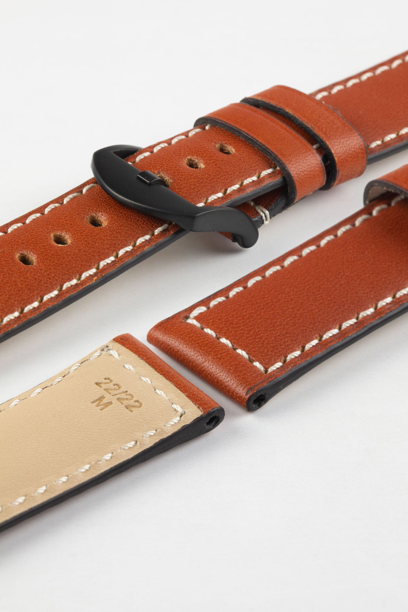 RIOS1931 FIRENZE Genuine Russia Leather Watch Strap in COGNAC