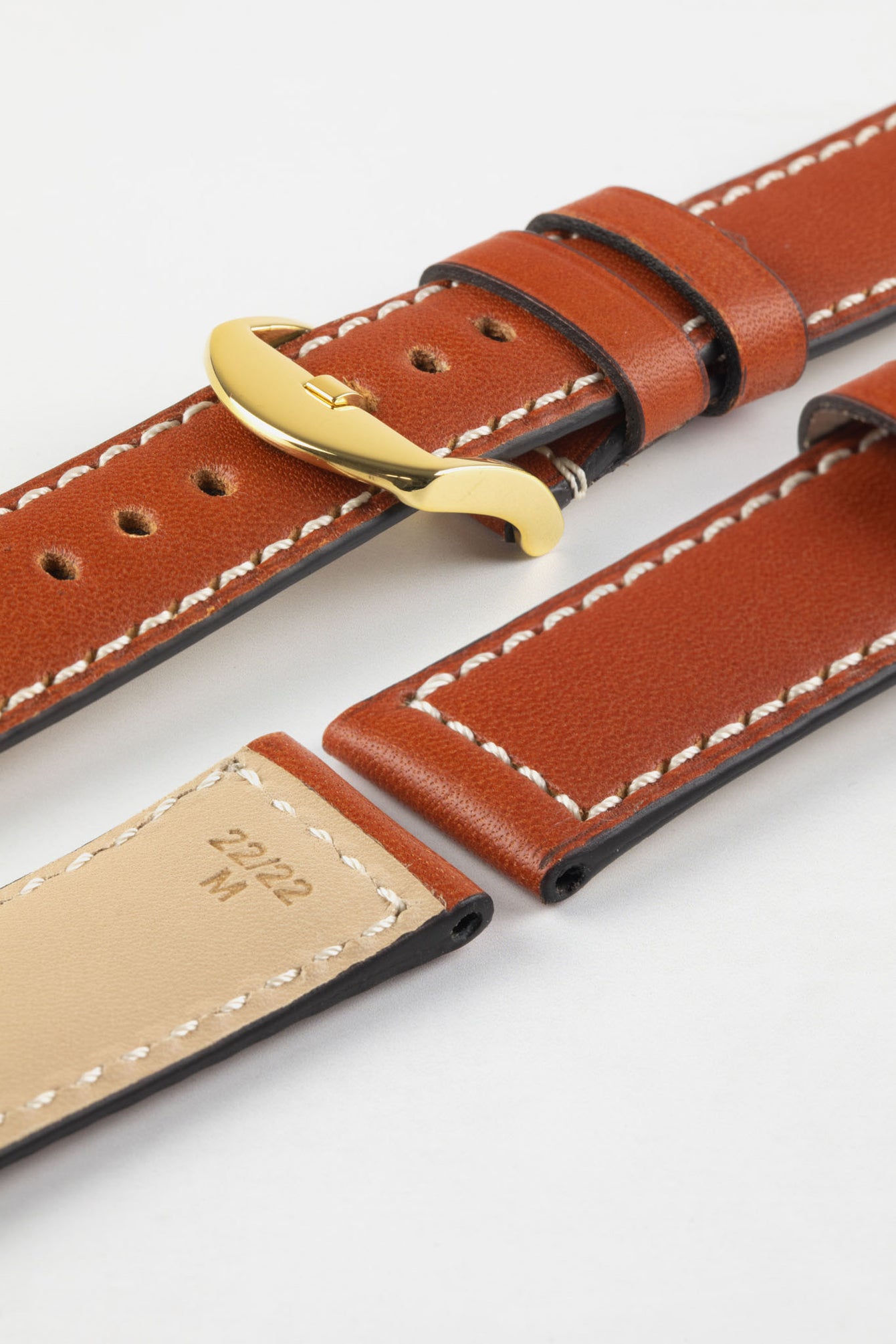 RIOS1931 FIRENZE Genuine Russia Leather Watch Strap in COGNAC