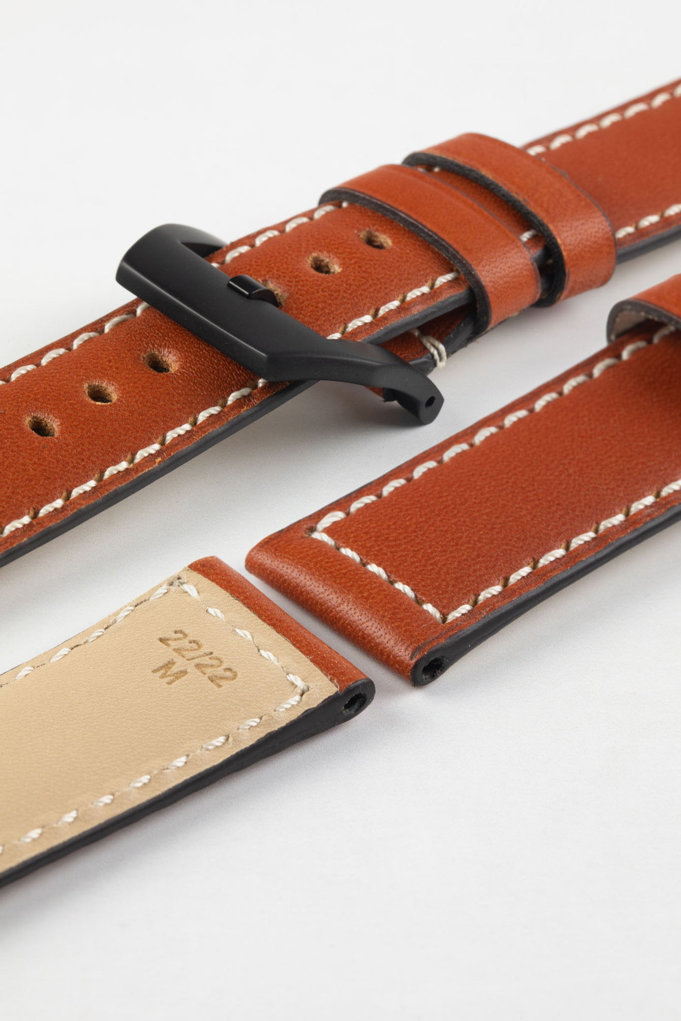 RIOS1931 FIRENZE Genuine Russia Leather Watch Strap in COGNAC