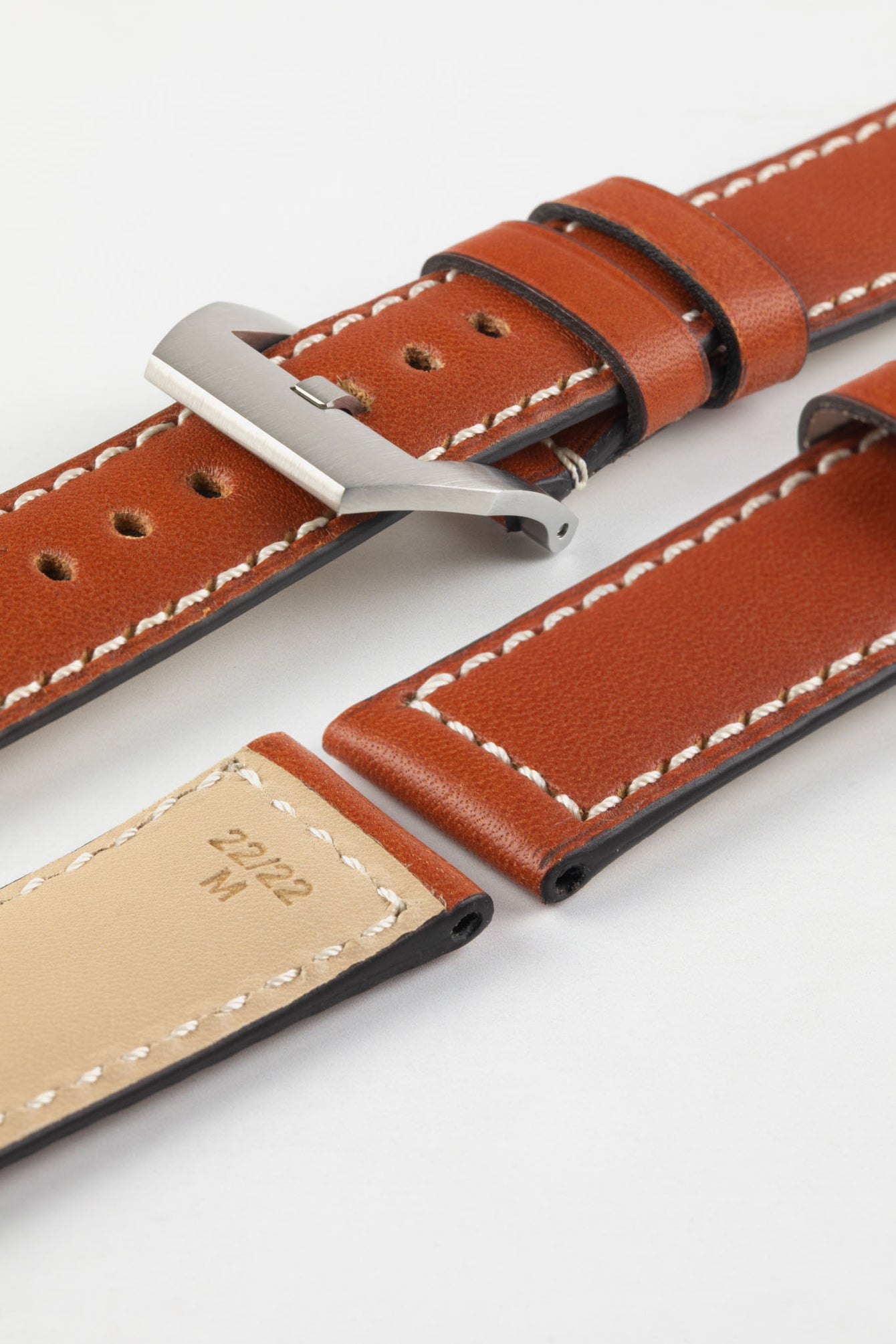 RIOS1931 FIRENZE Genuine Russia Leather Watch Strap in COGNAC