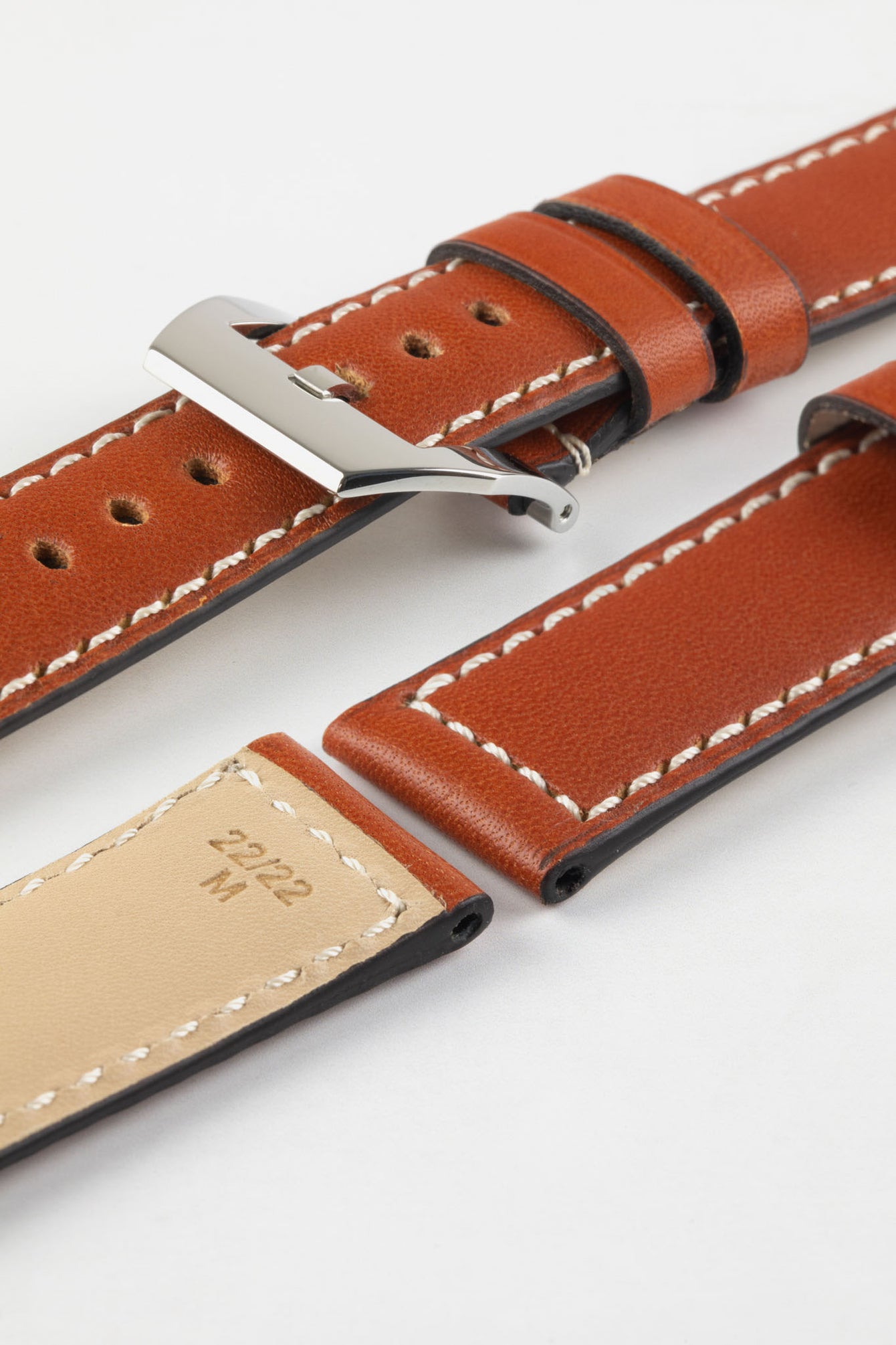 RIOS1931 FIRENZE Genuine Russia Leather Watch Strap in COGNAC