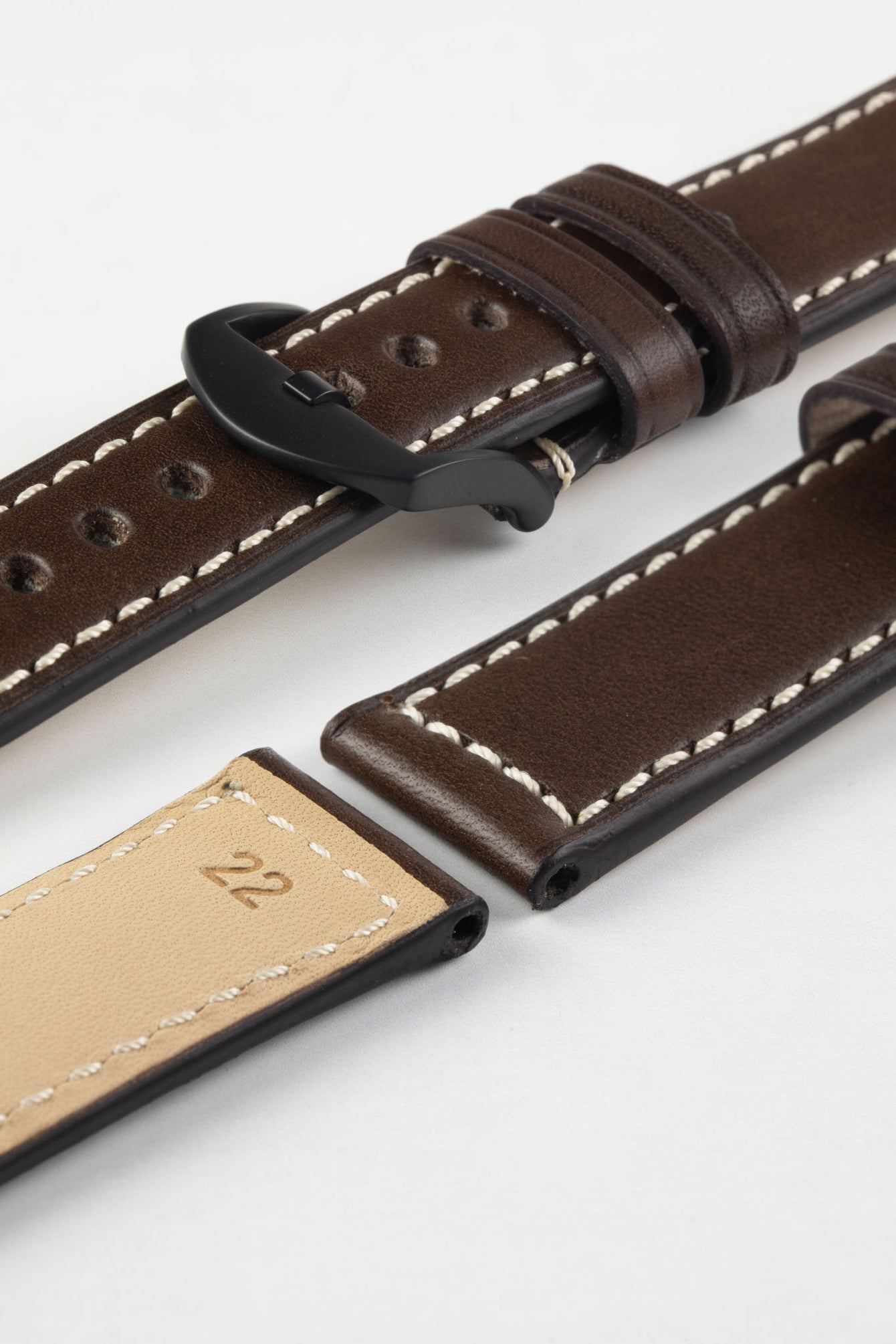 RIOS1931 FIRENZE Genuine Russia Leather Watch Strap in MOCHA