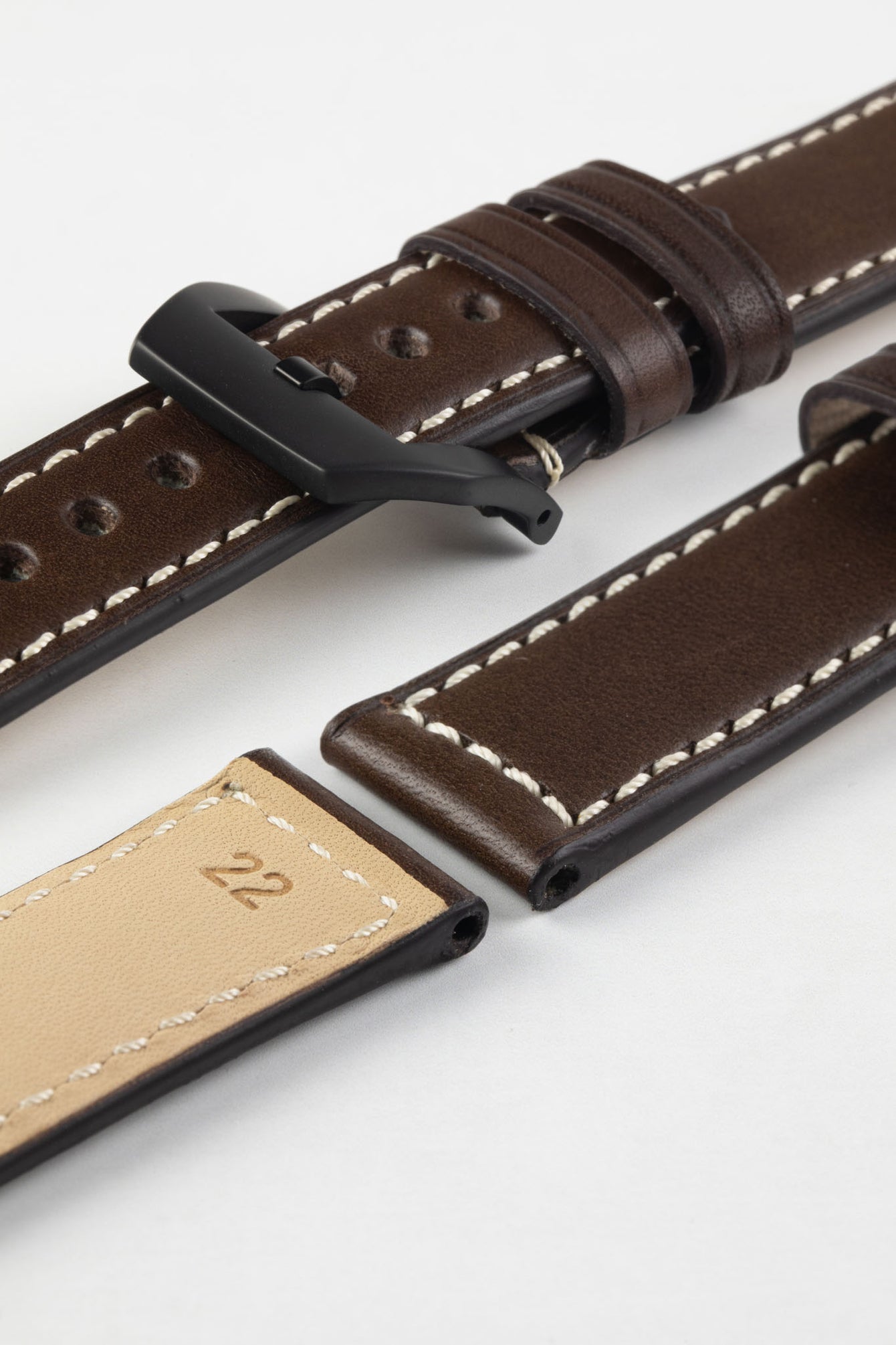 RIOS1931 FIRENZE Genuine Russia Leather Watch Strap in MOCHA