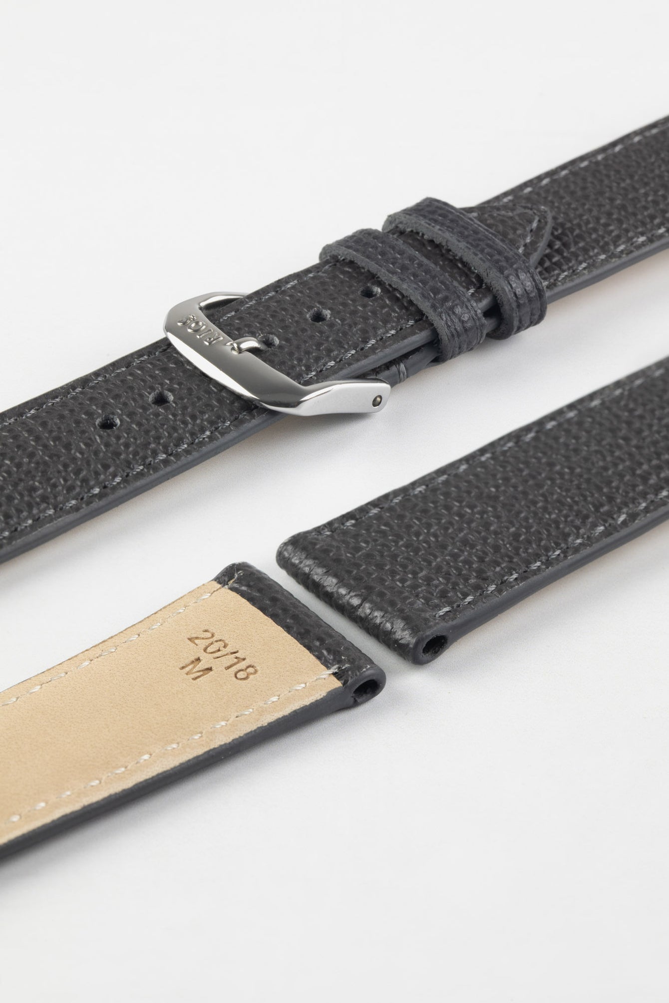 RIOS1931 FRENCH Leather Watch Strap in GRAPHITE