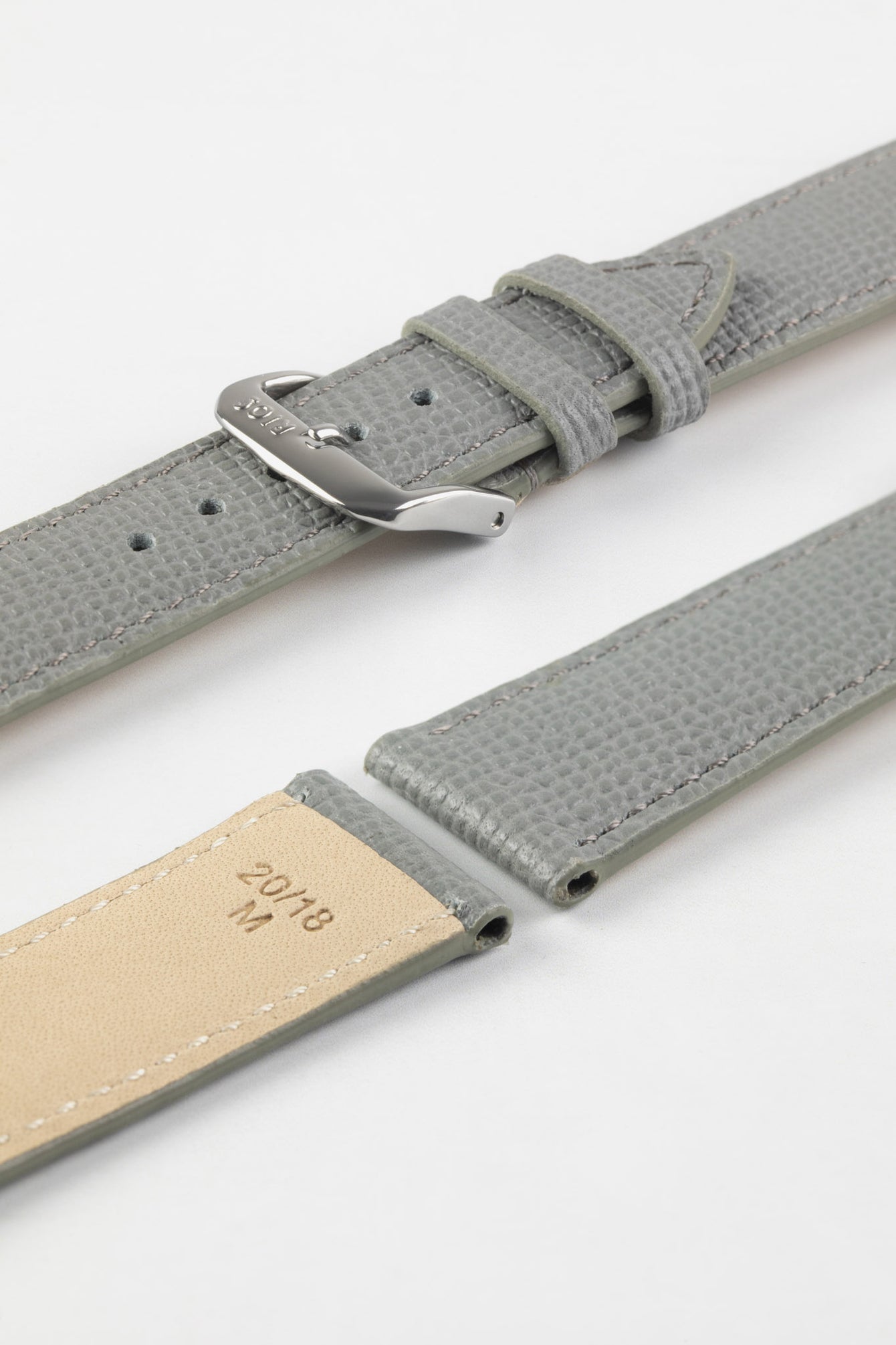 RIOS1931 FRENCH Leather Watch Strap in STONE GREY