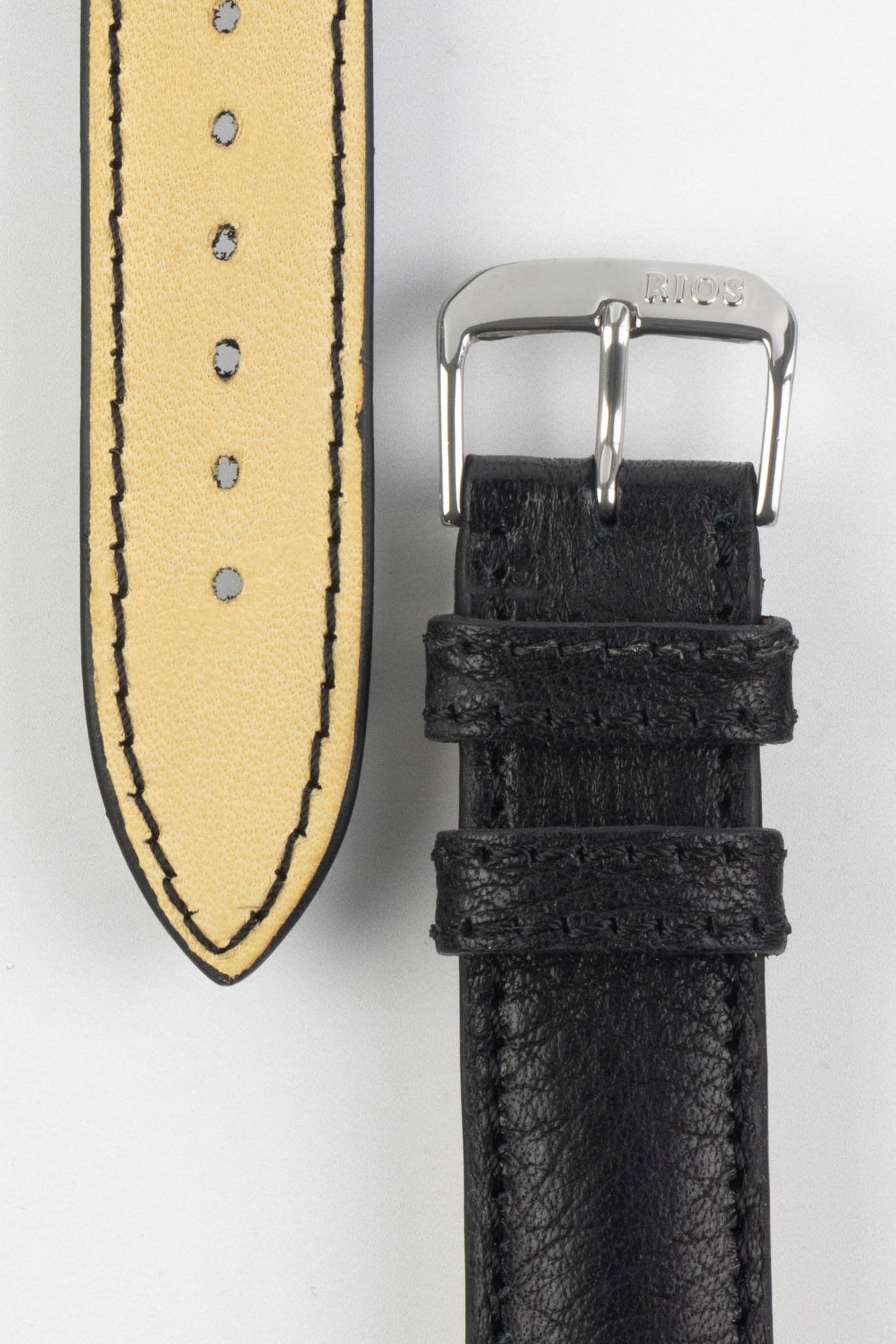 RIOS1931 GARMISCH Organic Leather Watch Strap in BLACK