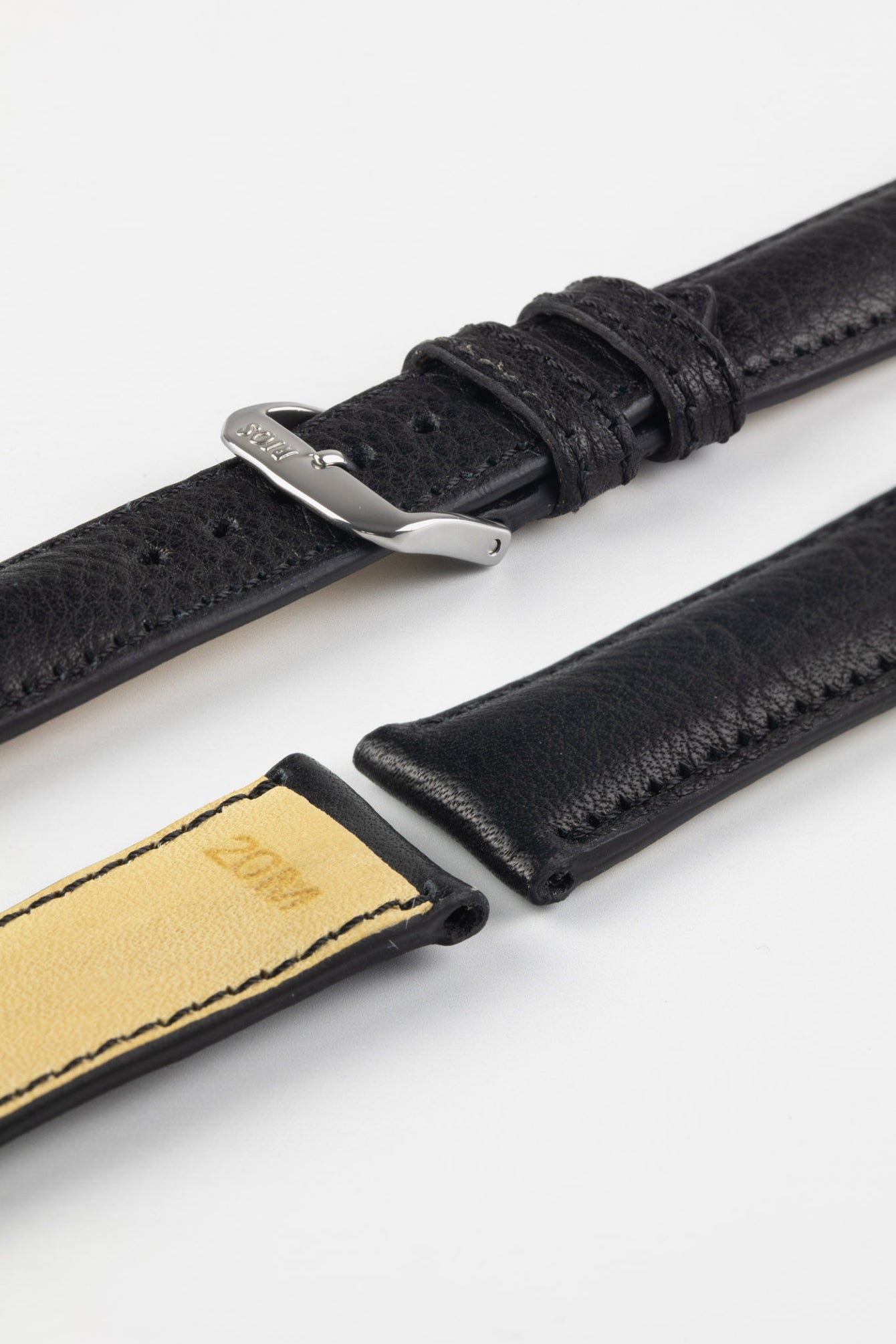 RIOS1931 GARMISCH Organic Leather Watch Strap in BLACK