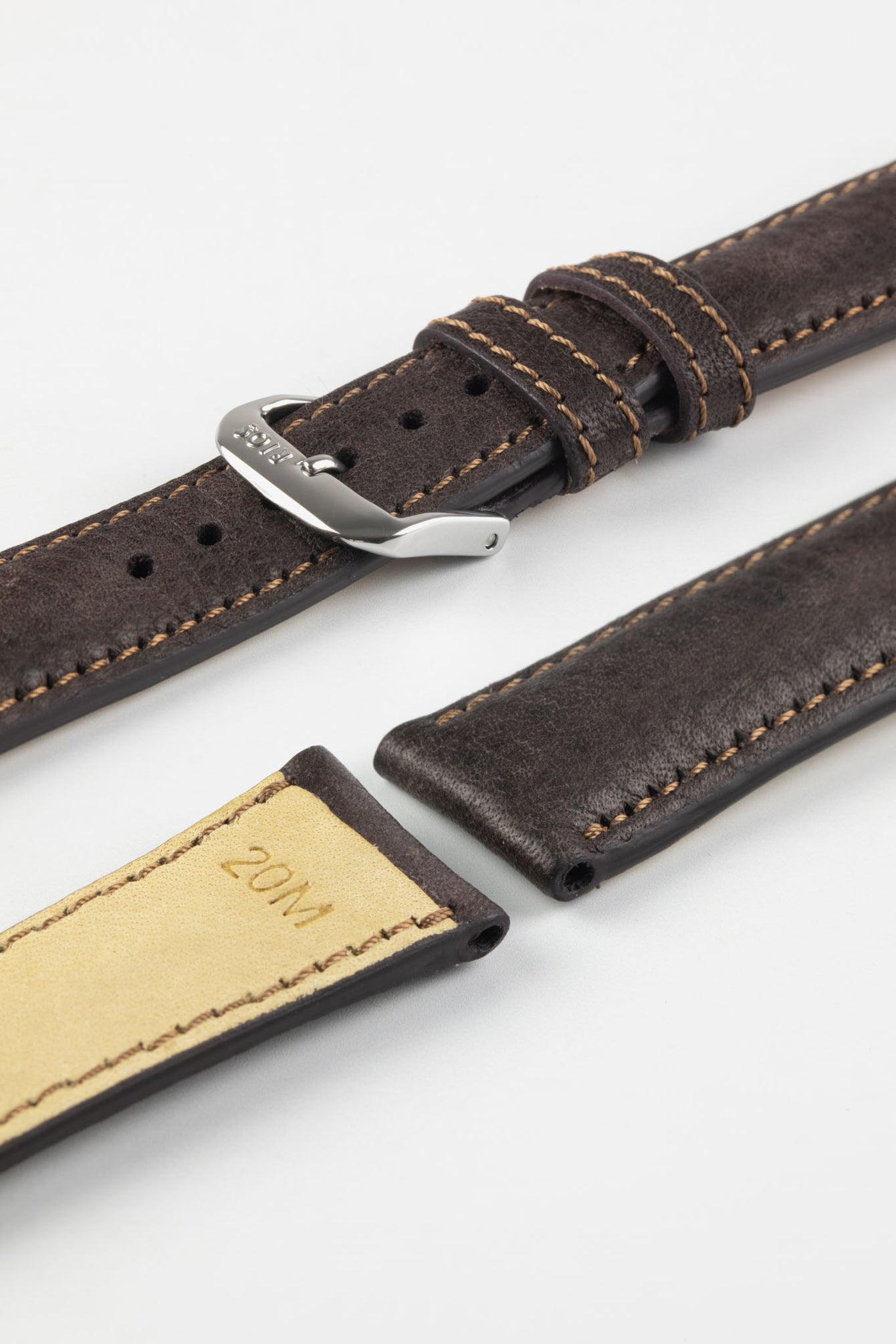 RIOS1931 GARMISCH Organic Leather Watch Strap in MOCHA