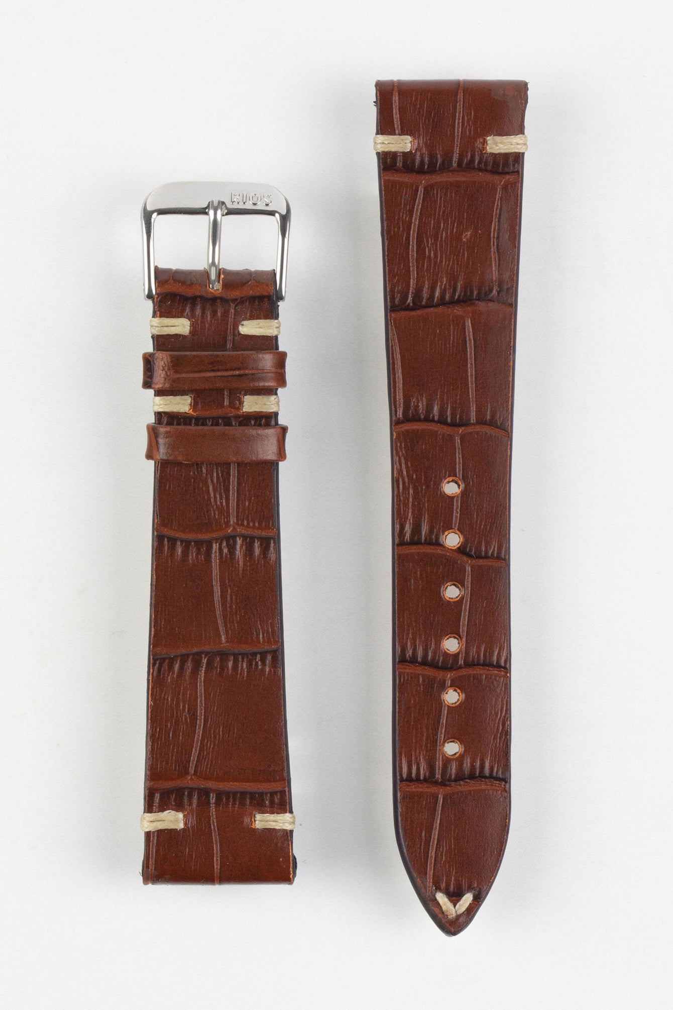 RIOS1931 HOLLYWOOD Alligator-Embossed Leather Watch Strap in MAHOGANY