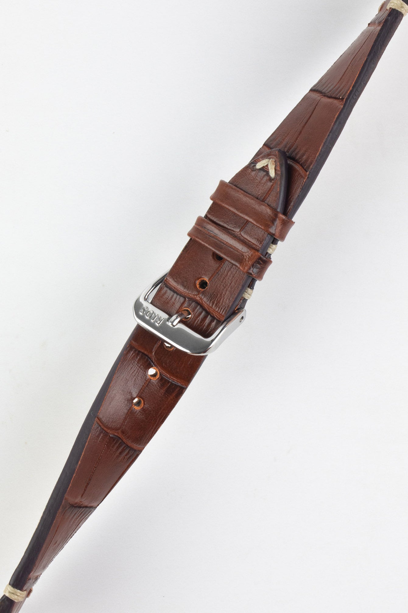 RIOS1931 HOLLYWOOD Alligator-Embossed Leather Watch Strap in MAHOGANY