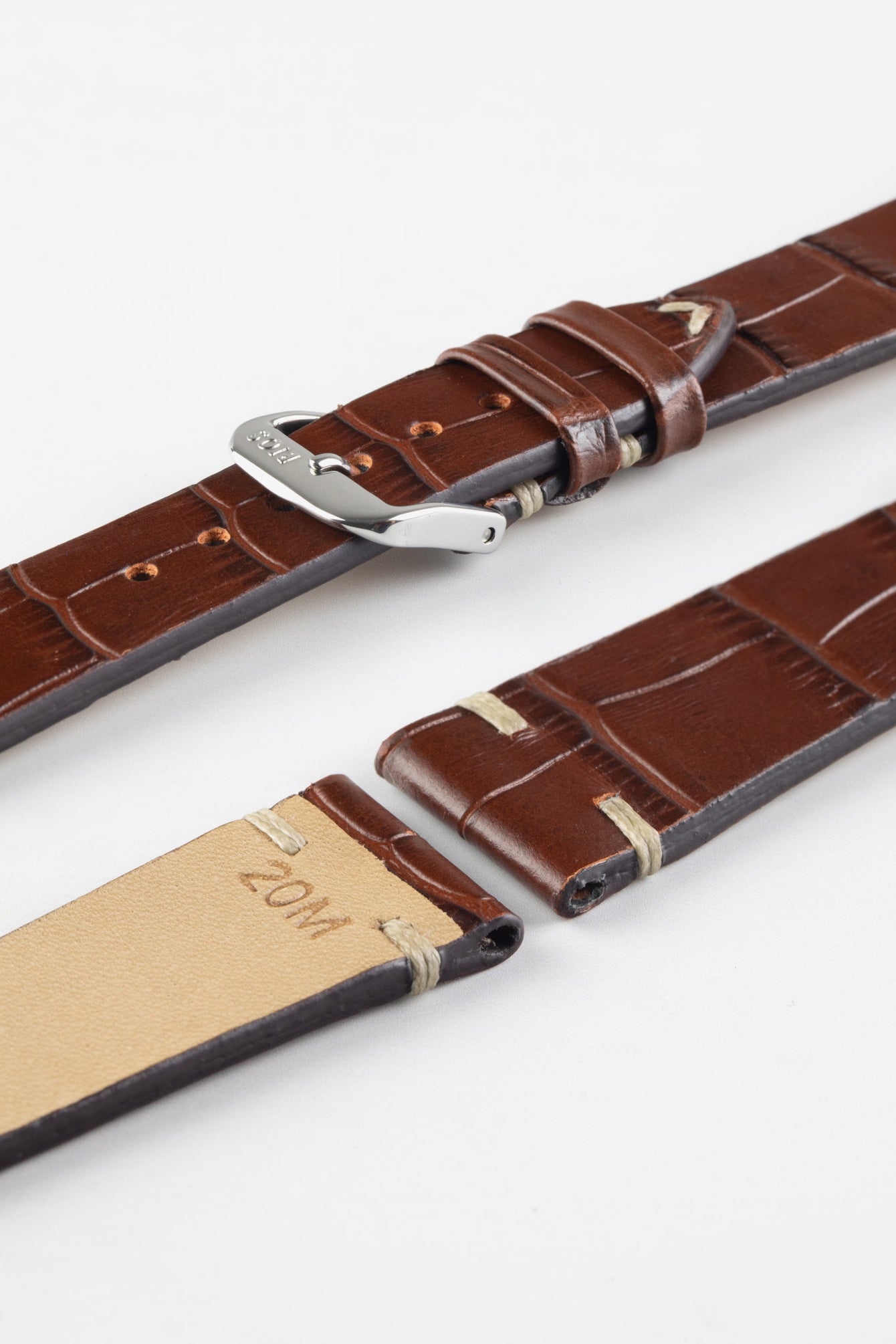 RIOS1931 HOLLYWOOD Alligator-Embossed Leather Watch Strap in MAHOGANY