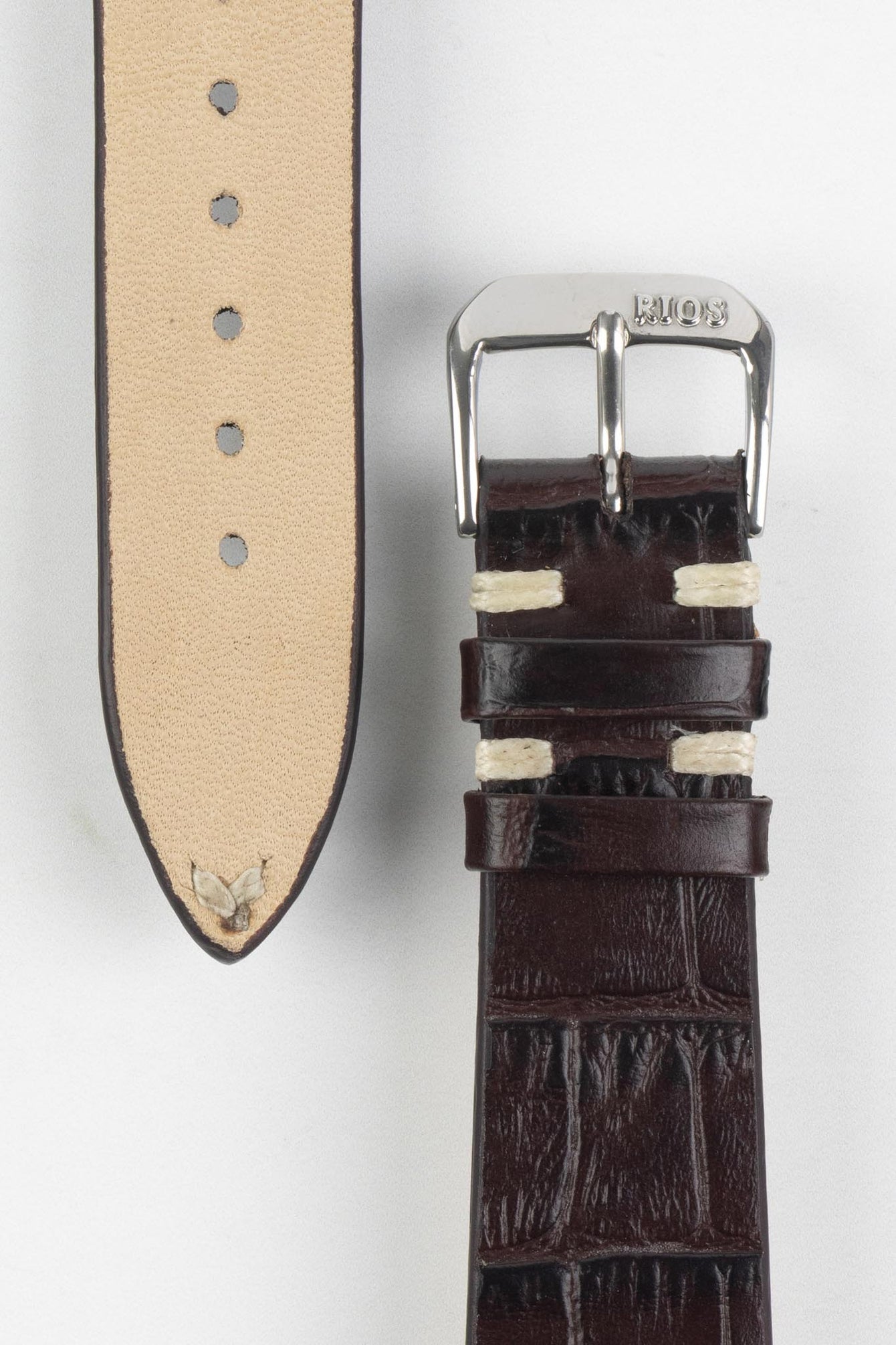 RIOS1931 HOLLYWOOD Alligator-Embossed Leather Watch Strap in MOCHA