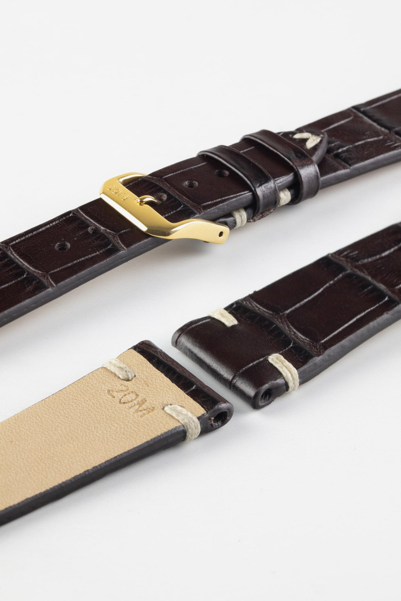 RIOS1931 HOLLYWOOD Alligator-Embossed Leather Watch Strap in MOCHA