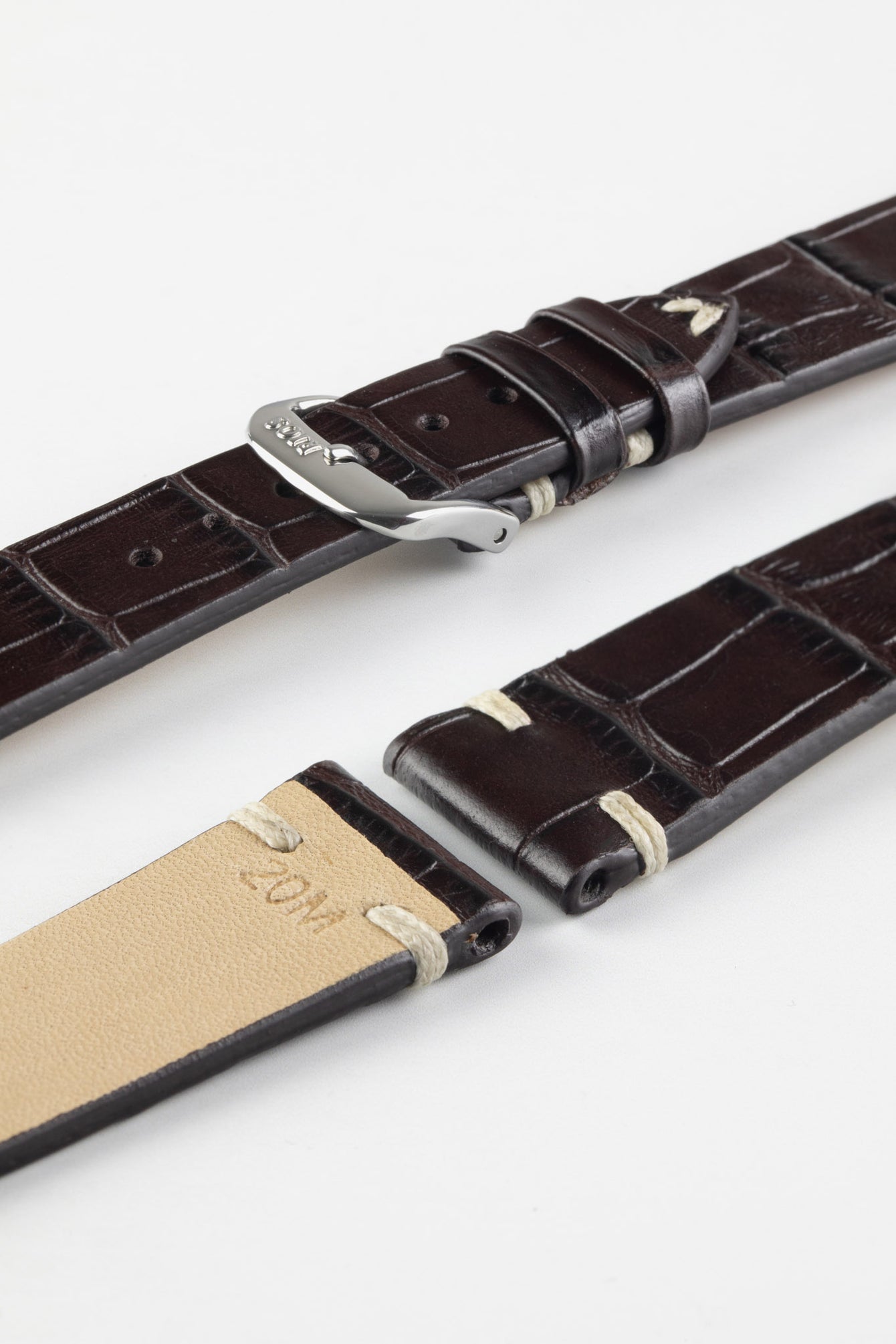 RIOS1931 HOLLYWOOD Alligator-Embossed Leather Watch Strap in MOCHA