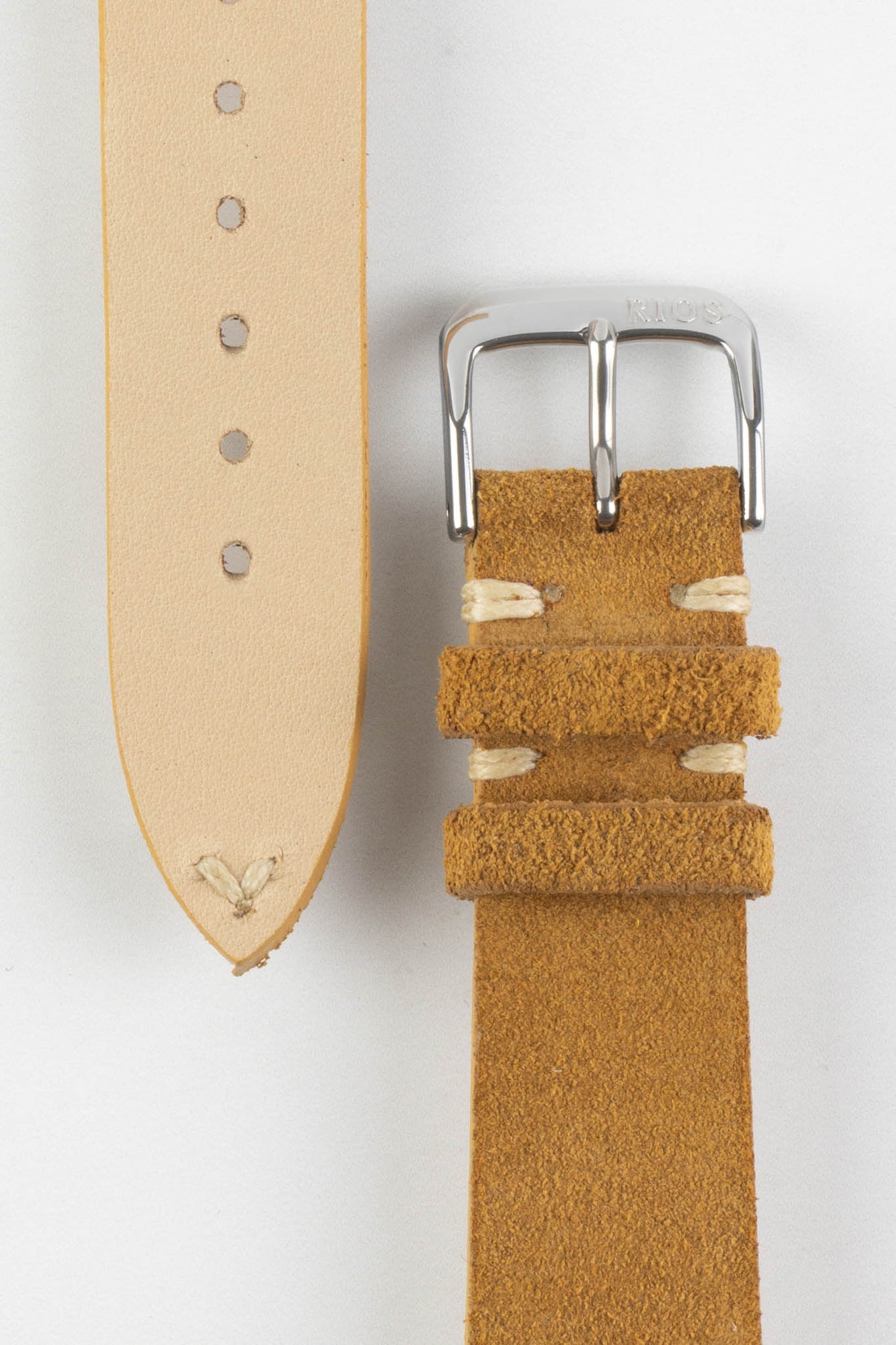 RIOS1931 HUDSON Genuine Suede Leather Watch Strap in COGNAC