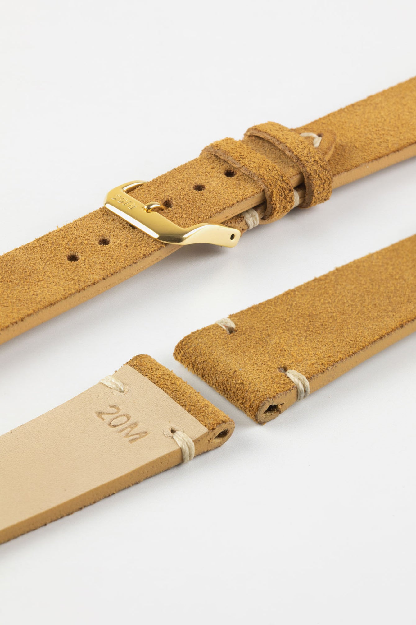 RIOS1931 HUDSON Genuine Suede Leather Watch Strap in COGNAC