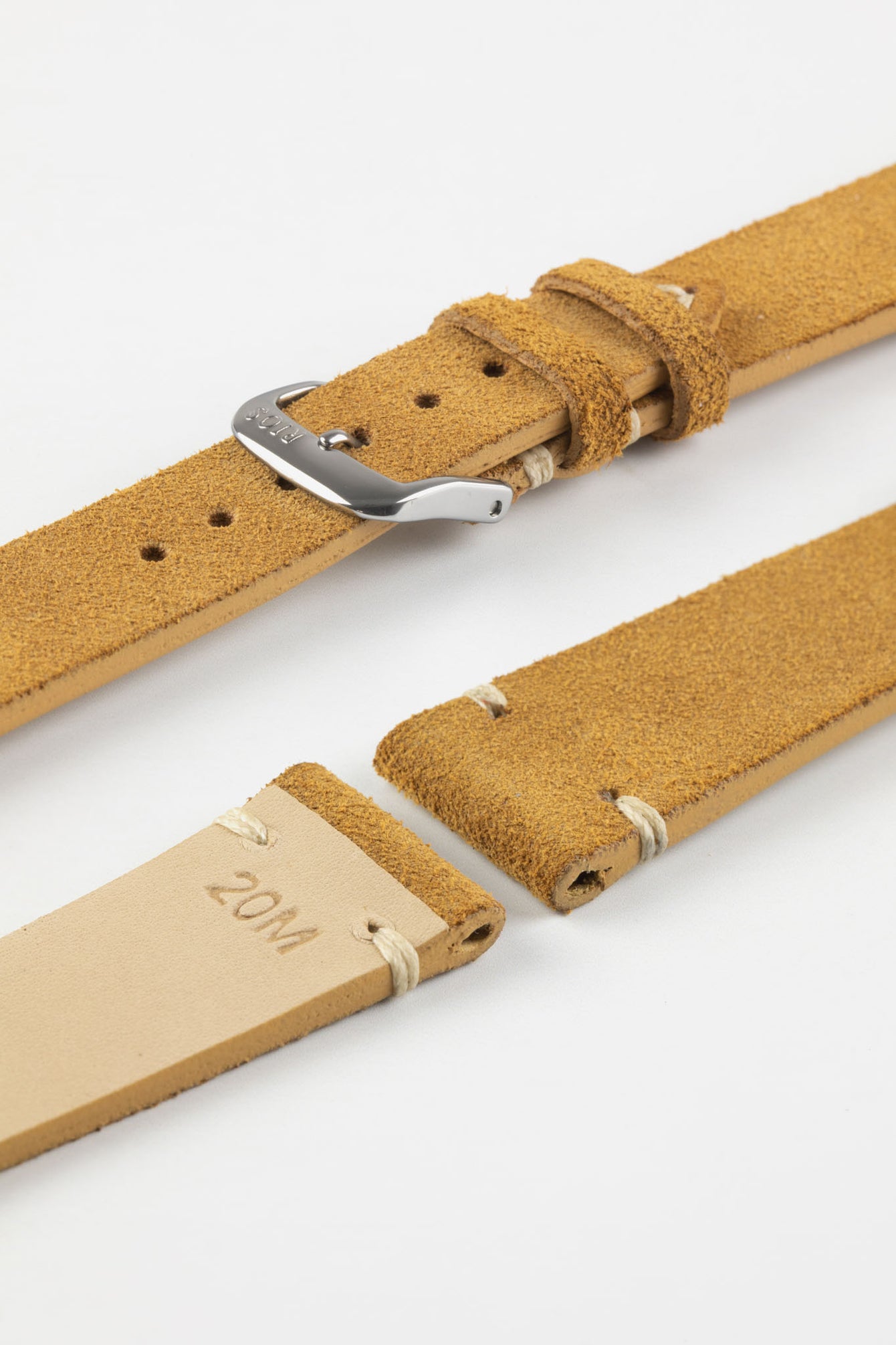 RIOS1931 HUDSON Genuine Suede Leather Watch Strap in COGNAC