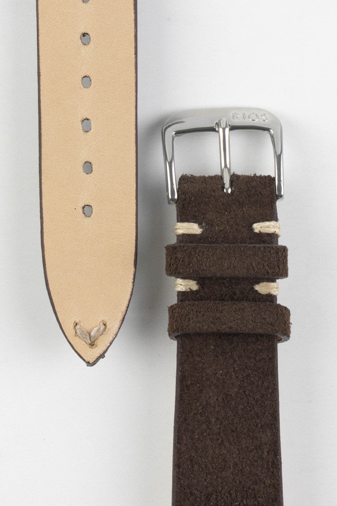 RIOS1931 HUDSON Genuine Suede Leather Watch Strap in MOCHA