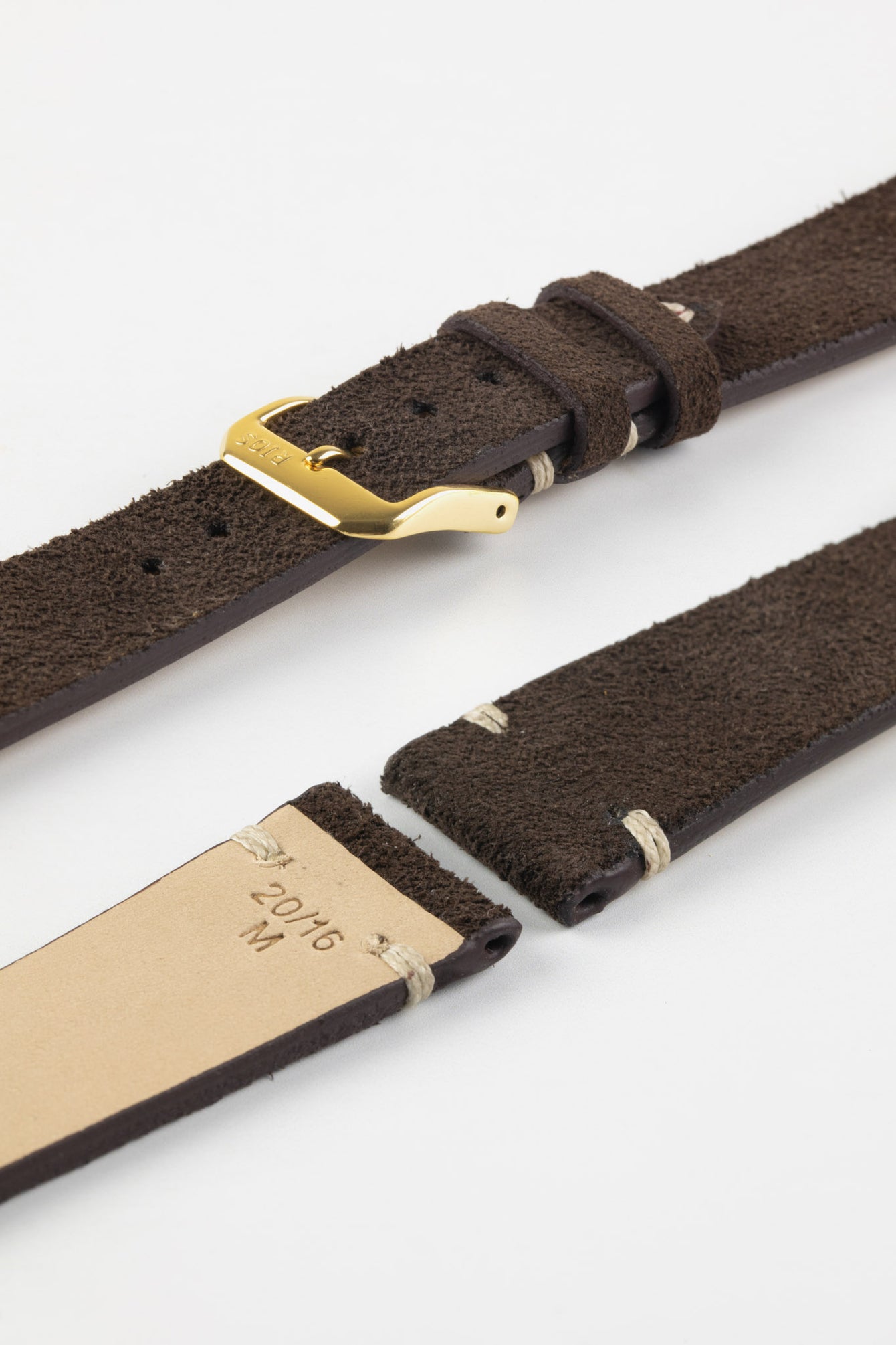 RIOS1931 HUDSON Genuine Suede Leather Watch Strap in MOCHA