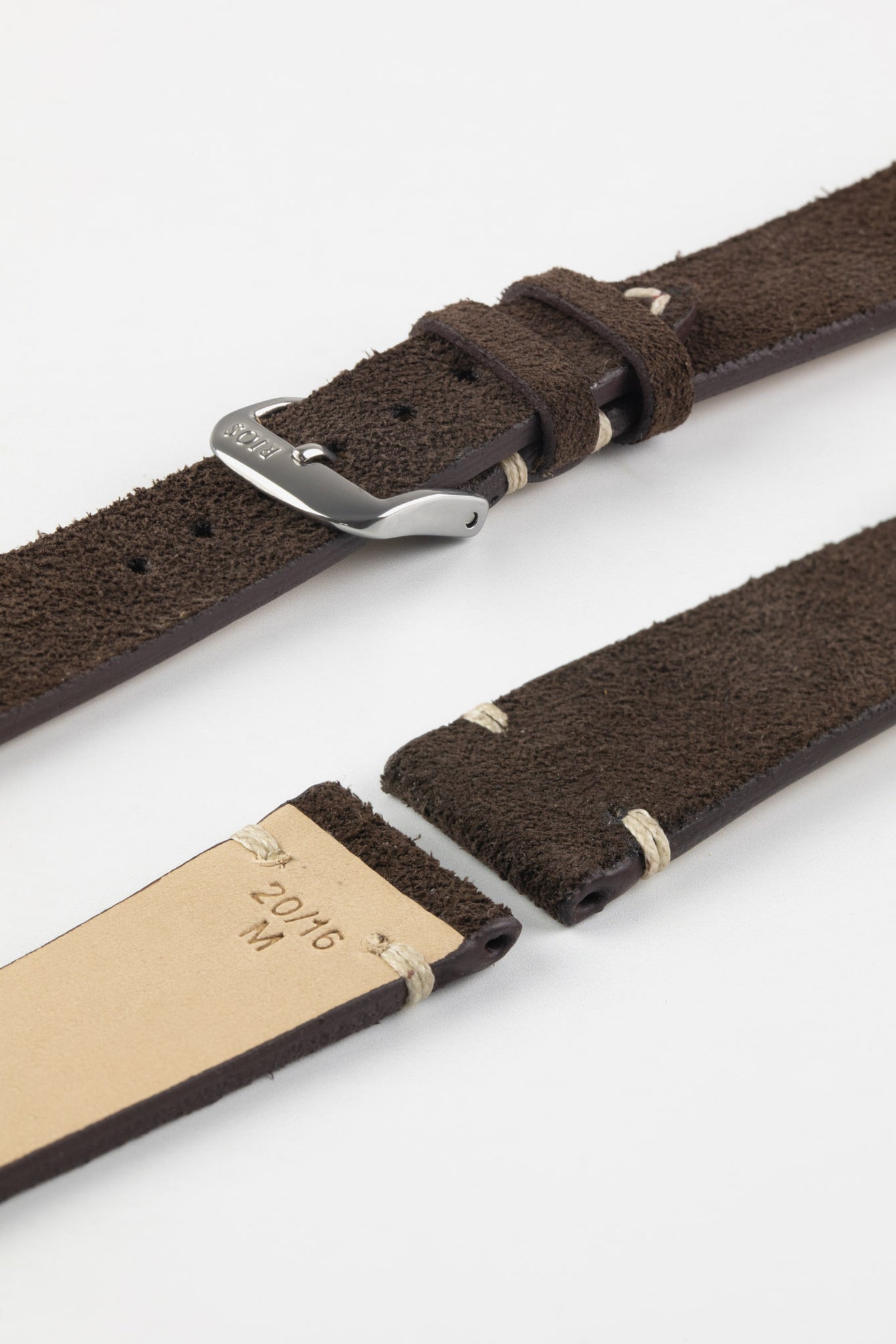 RIOS1931 HUDSON Genuine Suede Leather Watch Strap in MOCHA