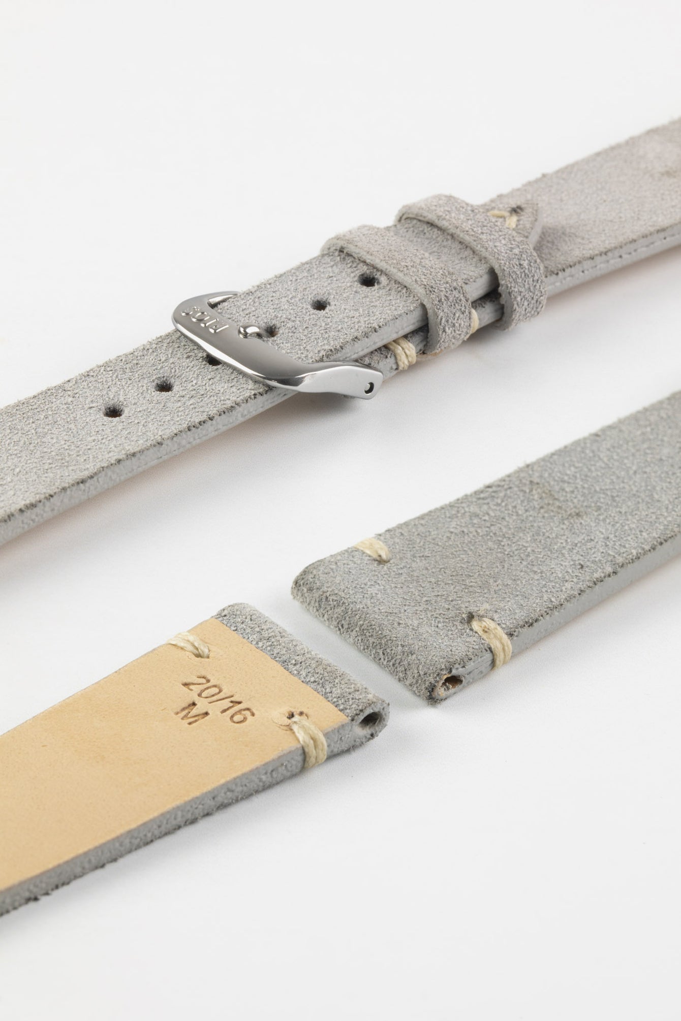 RIOS1931 HUDSON Genuine Suede Leather Watch Strap in STONE GREY