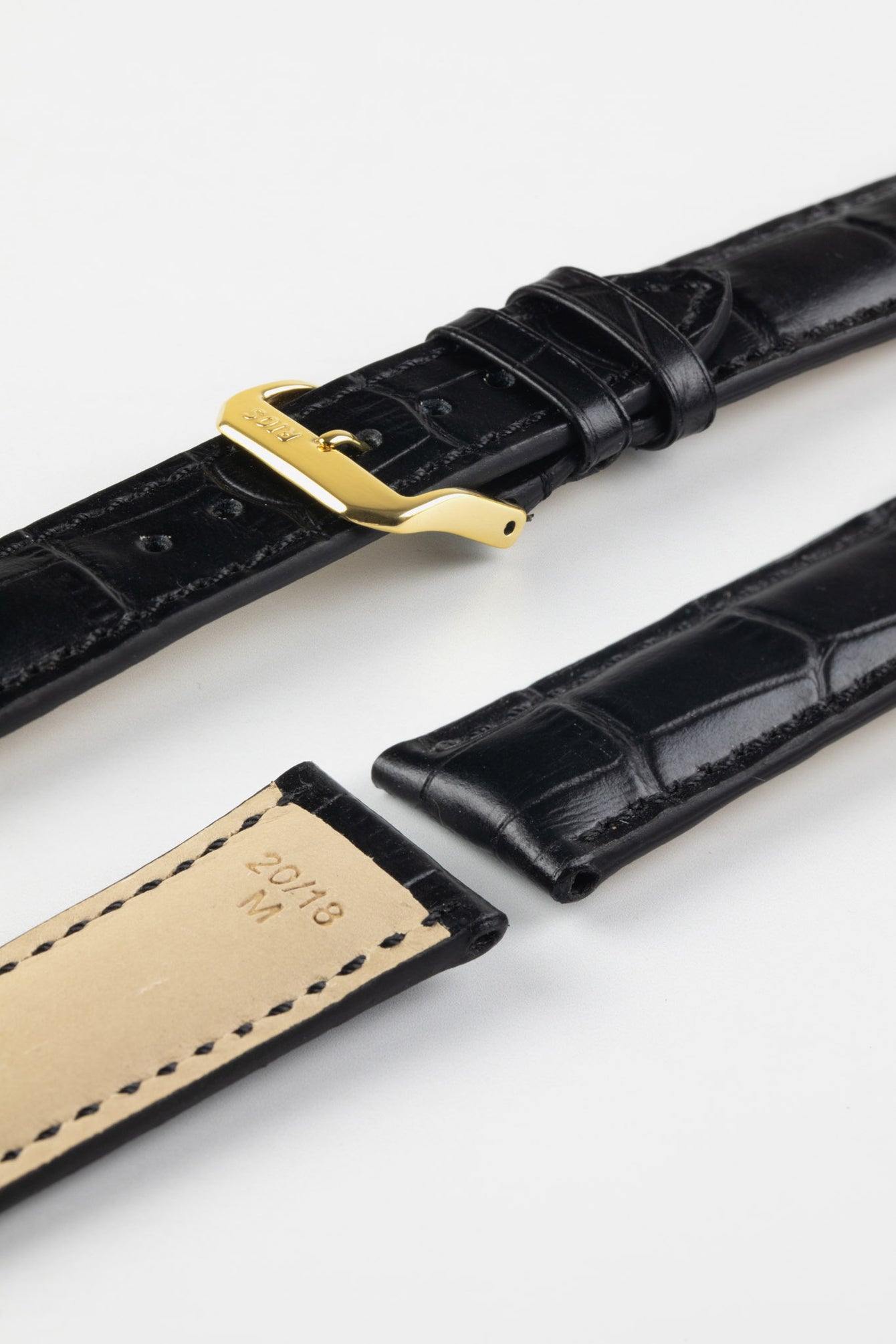 RIOS1931 LOUISIANA Alligator-Embossed Leather Watch Strap in BLACK