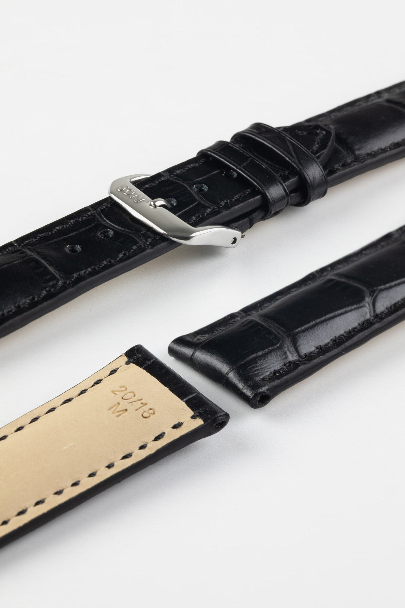 RIOS1931 LOUISIANA Alligator-Embossed Leather Watch Strap in BLACK