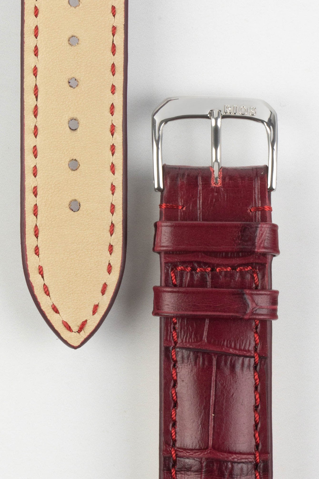 RIOS1931 LOUISIANA Alligator-Embossed Leather Watch Strap in BURGUNDY