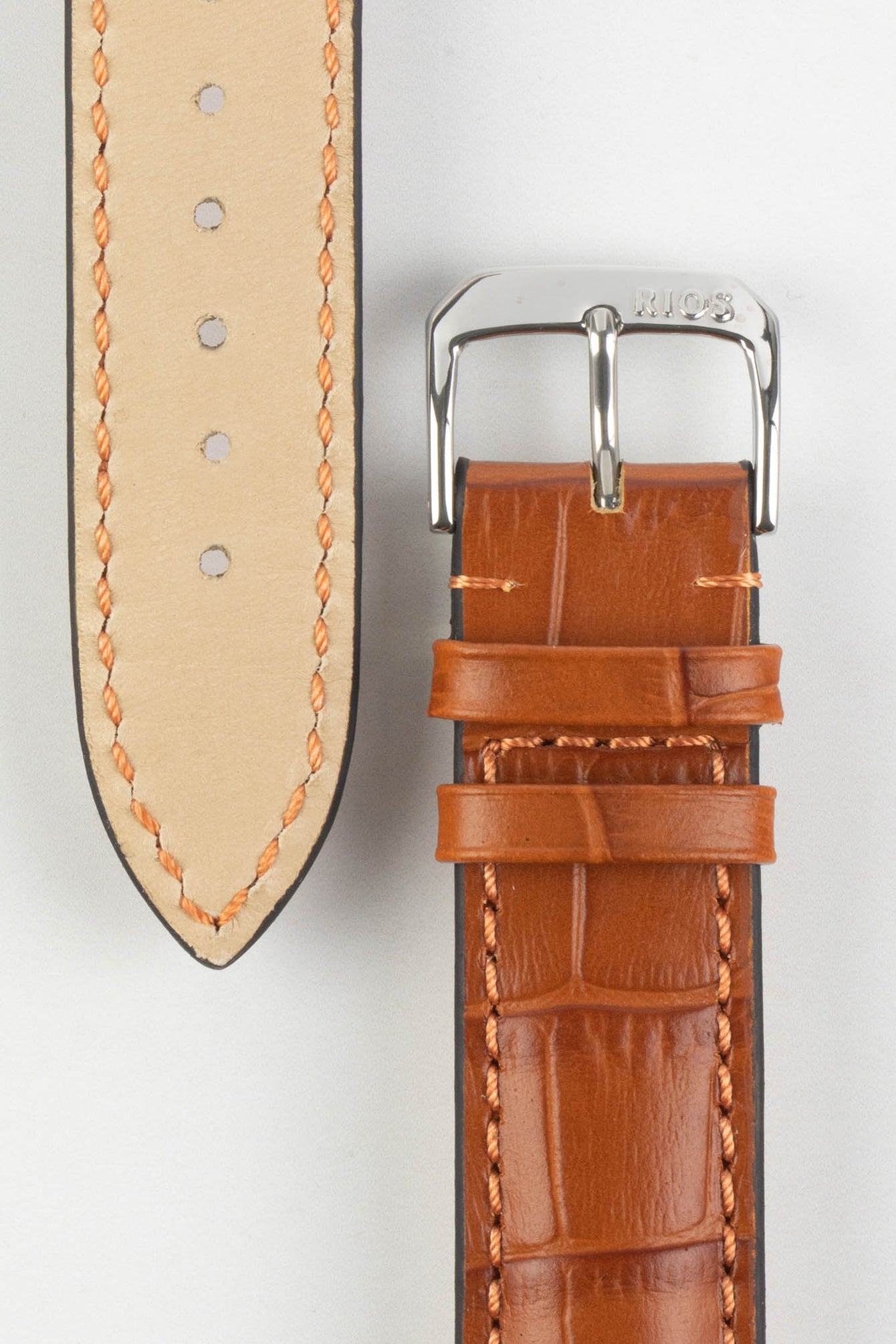 RIOS1931 LOUISIANA Alligator-Embossed Leather Watch Strap in COGNAC