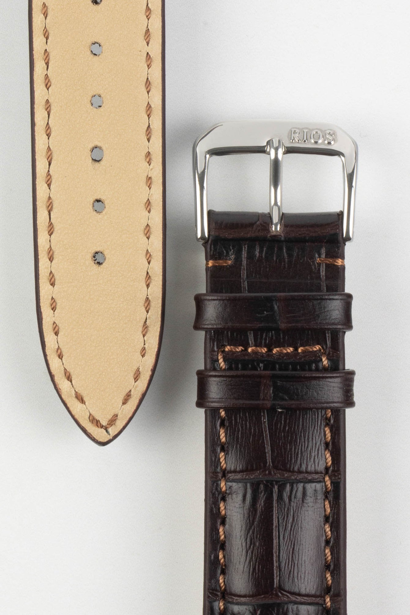 RIOS1931 LOUISIANA Alligator-Embossed Leather Watch Strap in MOCHA