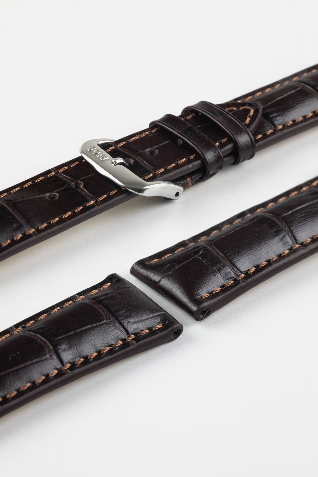 RIOS1931 LOUISIANA Alligator-Embossed Leather Watch Strap in MOCHA