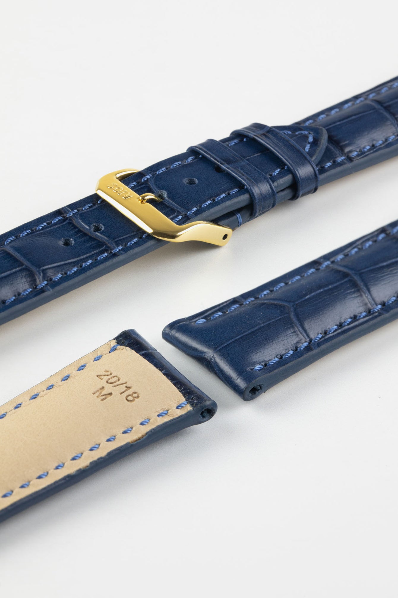 RIOS1931 LOUISIANA Alligator-Embossed Leather Watch Strap in NAVY BLUE