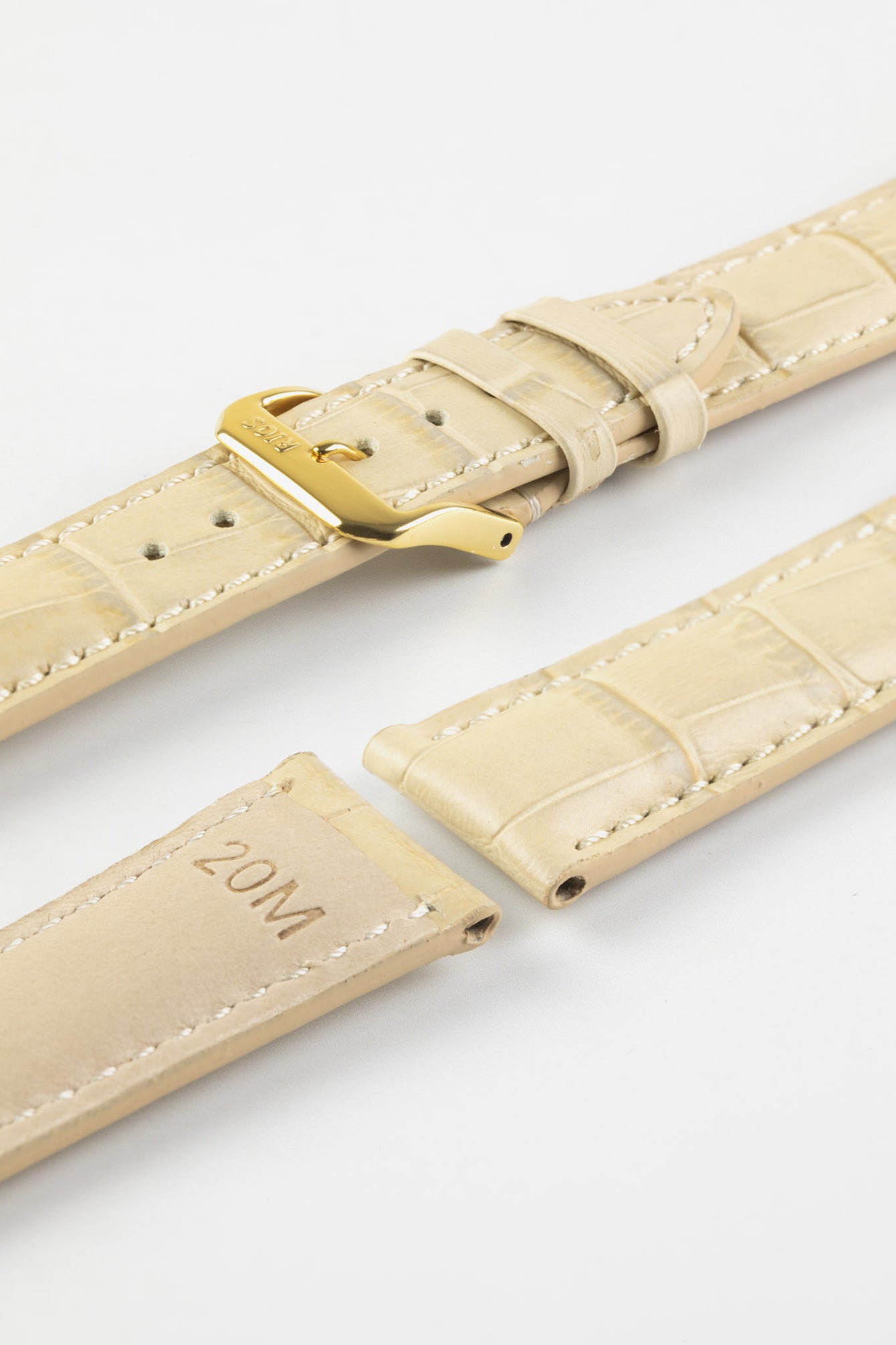 RIOS1931 LOUISIANA Alligator-Embossed Leather Watch Strap in SAND