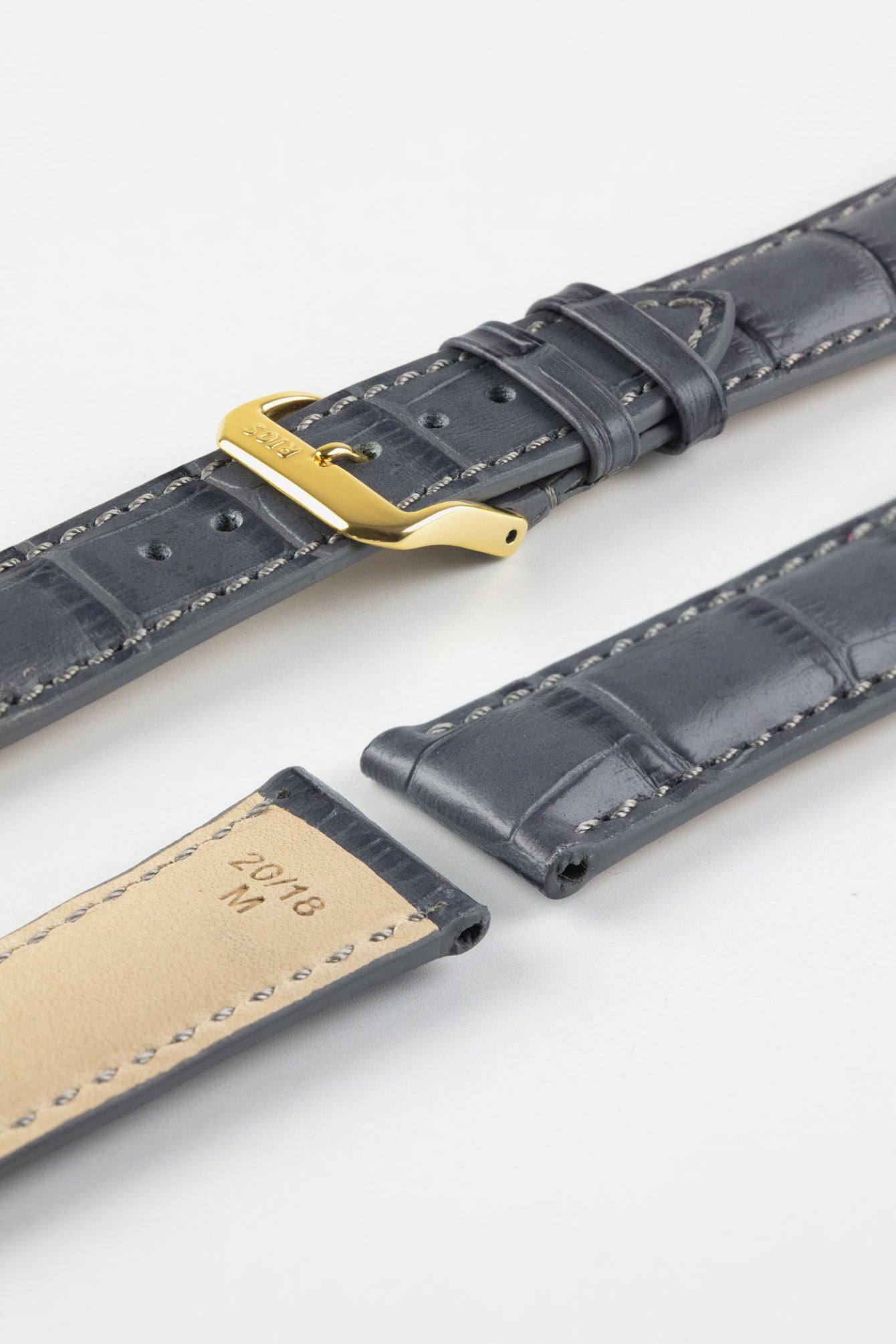 RIOS1931 LOUISIANA Alligator-Embossed Leather Watch Strap in STONE GREY