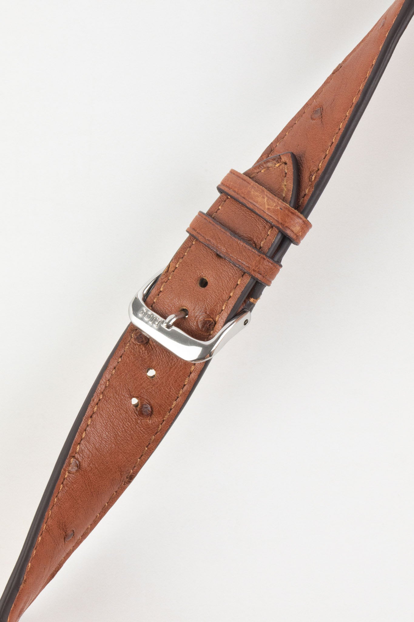 Rios1931 Maison Genuine Ostrich Leather Watch Strap In Mahogany