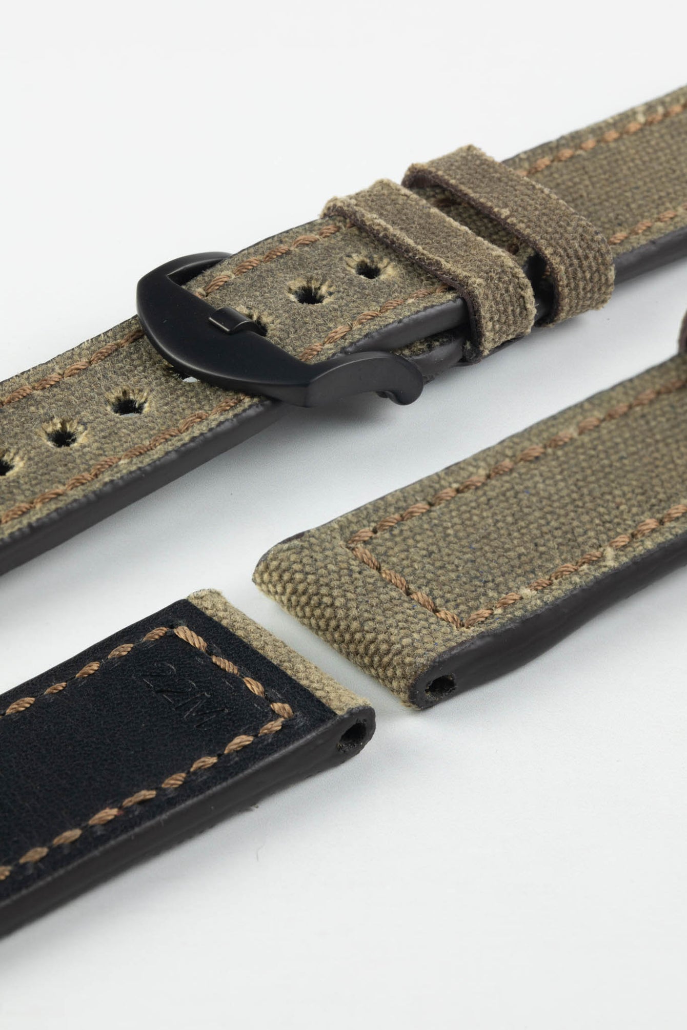 RIOS1931 MARYLAND Genuine Vintage Canvas Watch Strap in MOCHA